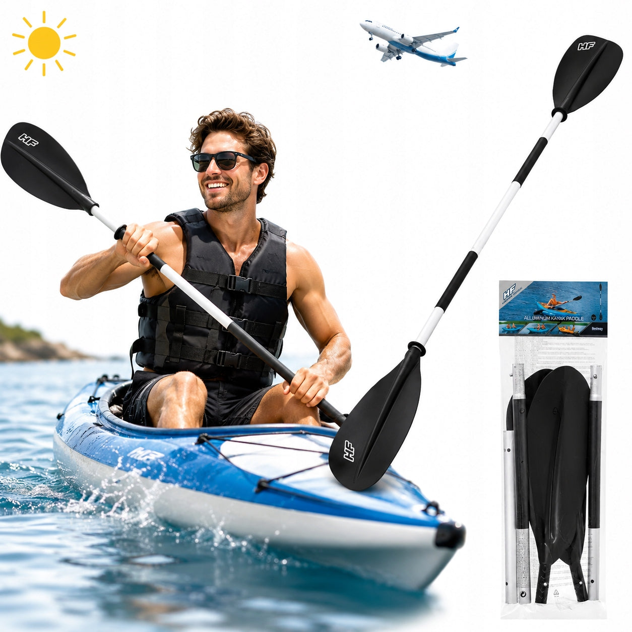 ALUMINIUM PADDLE 230 CM KAYAK ADJUSTABLE BESTWAY