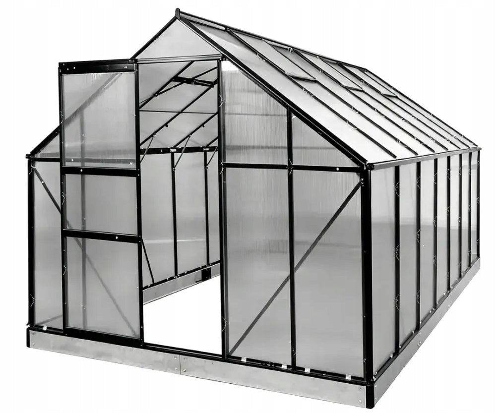 ALUMINIUM POLYCARBONATE GREENHOUSE 4 mm – 11 m² BLACK Product height 1.95 cm