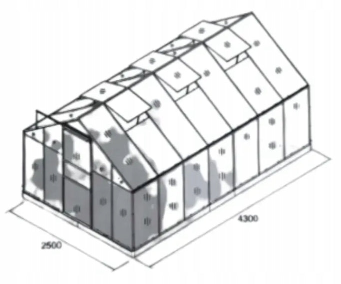 ALUMINIUM POLYCARBONATE GREENHOUSE 4 mm – 11 m² BLACK Width 1.9 m