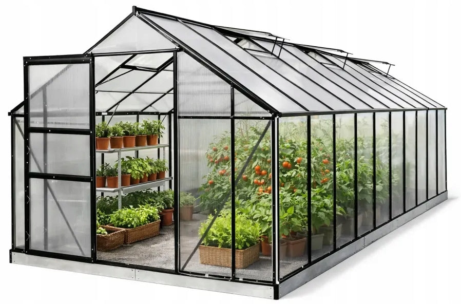 ALUMINIUM POLYCARBONATE GREENHOUSE 4 mm – 11 m² BLACK
