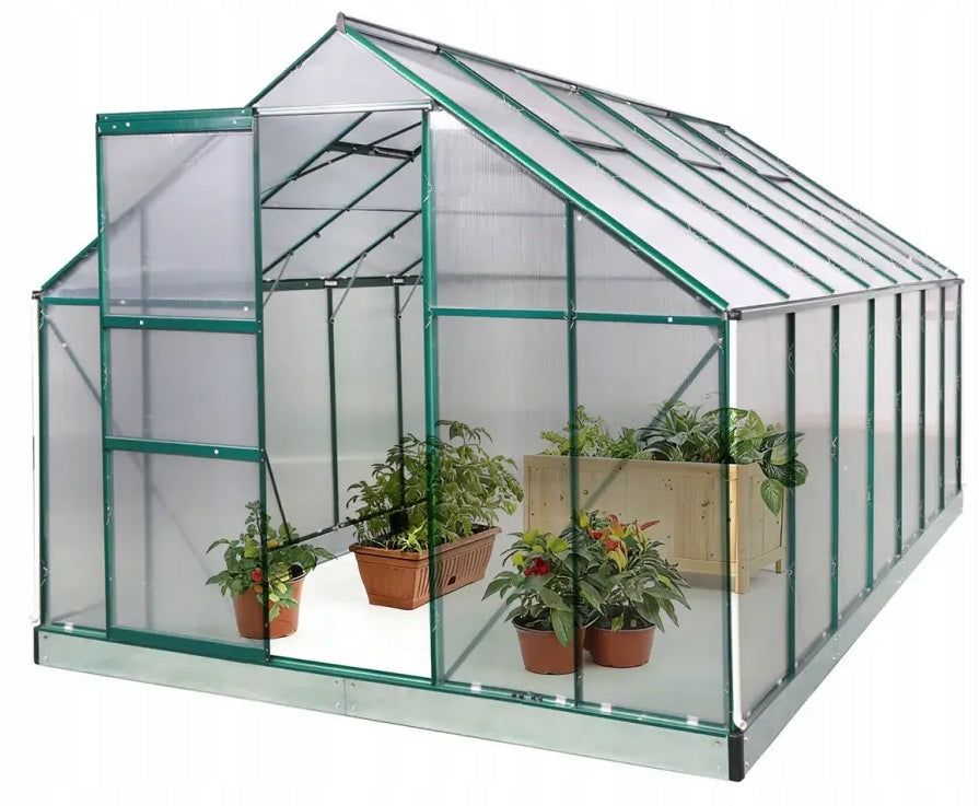 ALUMINIUM POLYCARBONATE GREENHOUSE 4 mm – 11 m² GREEN