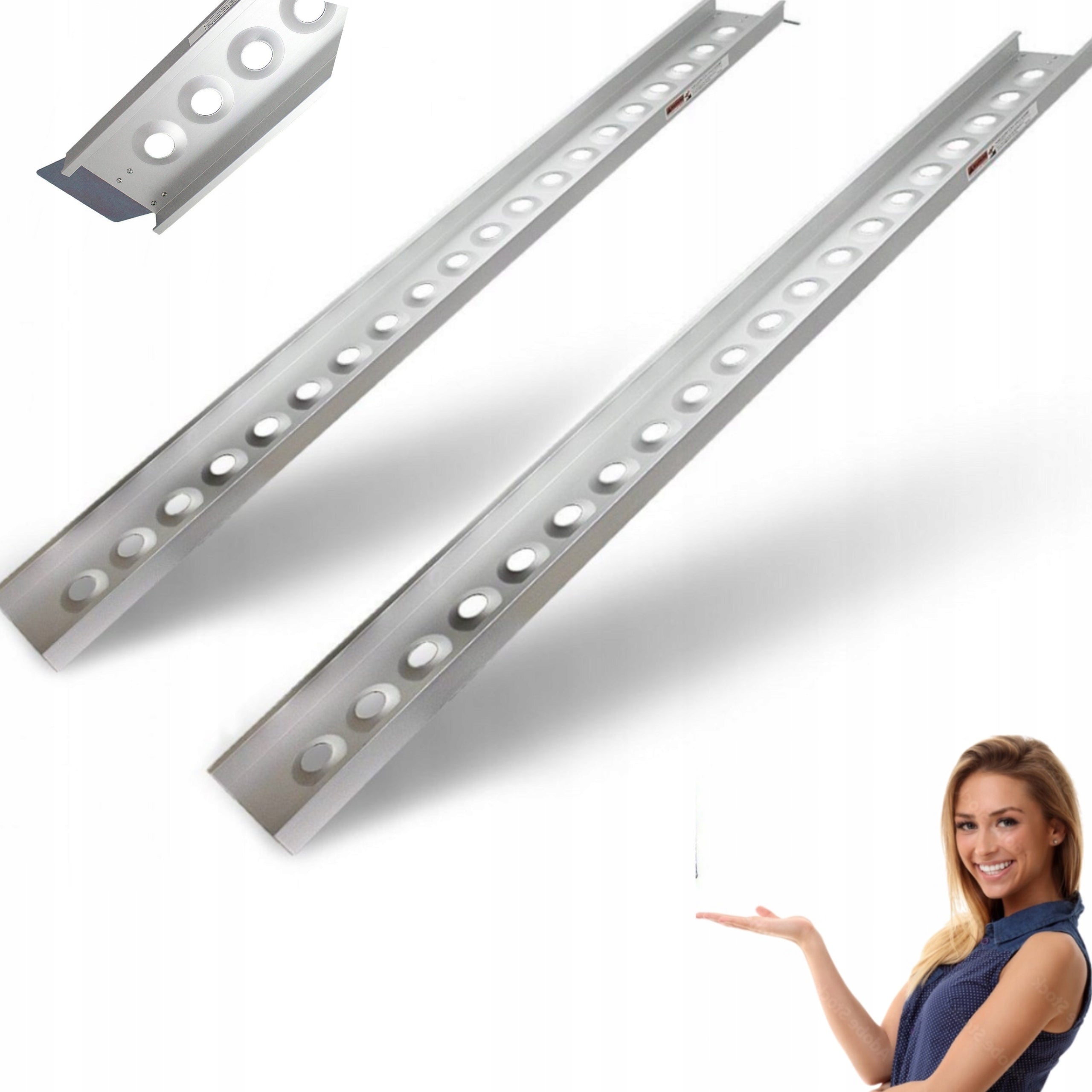ALUMINIUM RAMPS 1X TRANSSHIPMENT DRIVEWAYS SET OF 2 PCS. 400 KG