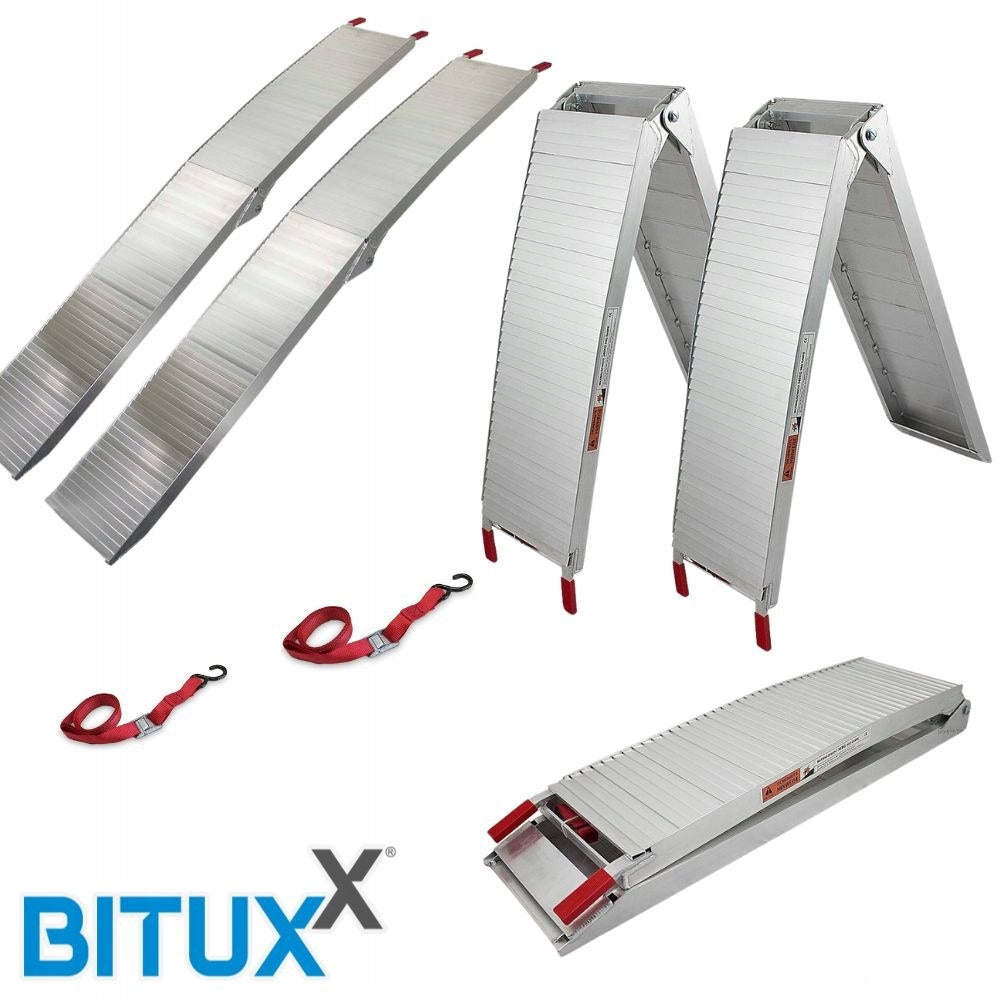 ALUMINIUM RAMPS BITUXX WITH LIFTING CAPACITY 680KG 205CM SET OF 2 PCS + BELTS