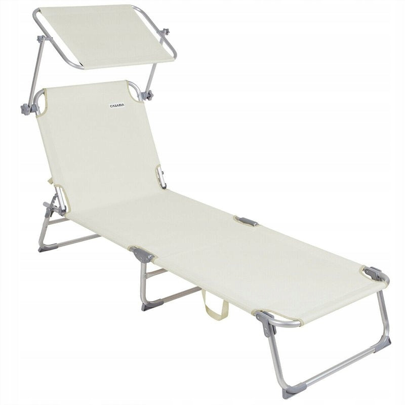 ALUMINIUM SUN LOUNGER WITH ROOF ADJUSTMENT Color beige