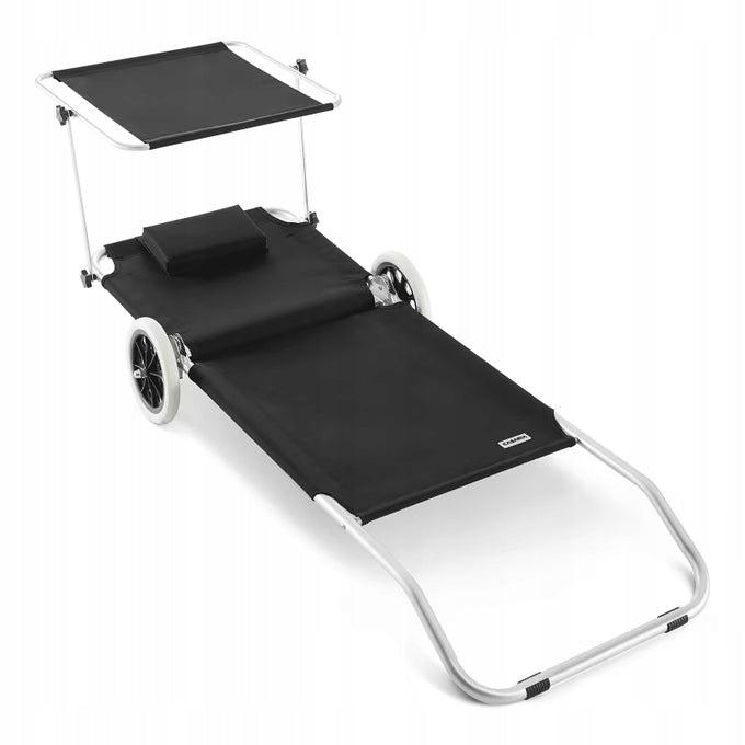 ALUMINIUM SUN LOUNGER WITH ROOF ON WHEELS Kind sunbed