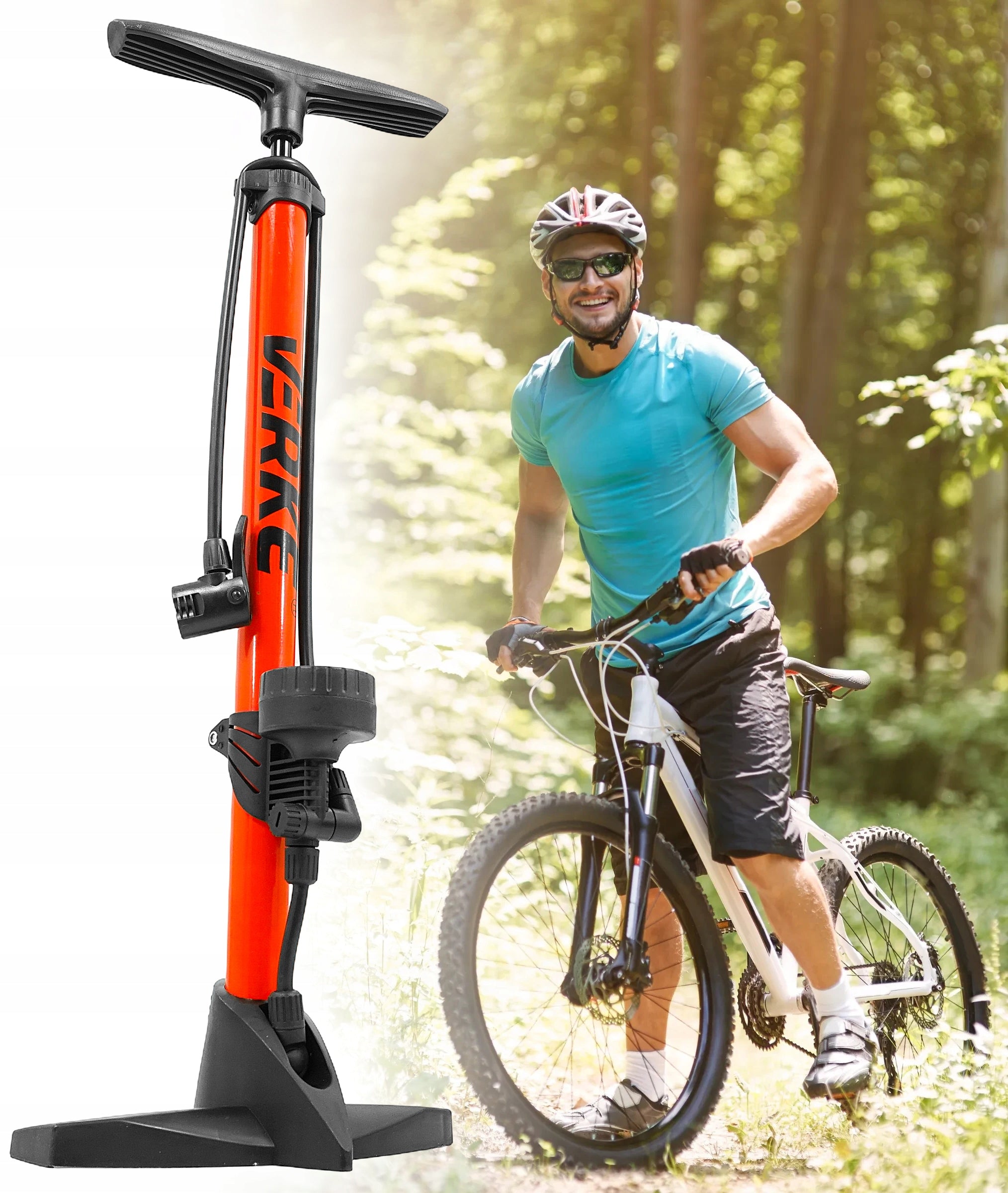ALUMINUM BAR PUMP WITH PRESSURE GAUGE FOR CAR BICYCLE BIKES Brand Verke