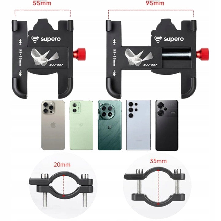 ALUMINUM BICYCLE PHONE HOLDER FOR MOTORCYCLE HANDLEBARS SCOOTER STROLLER Packaging status original