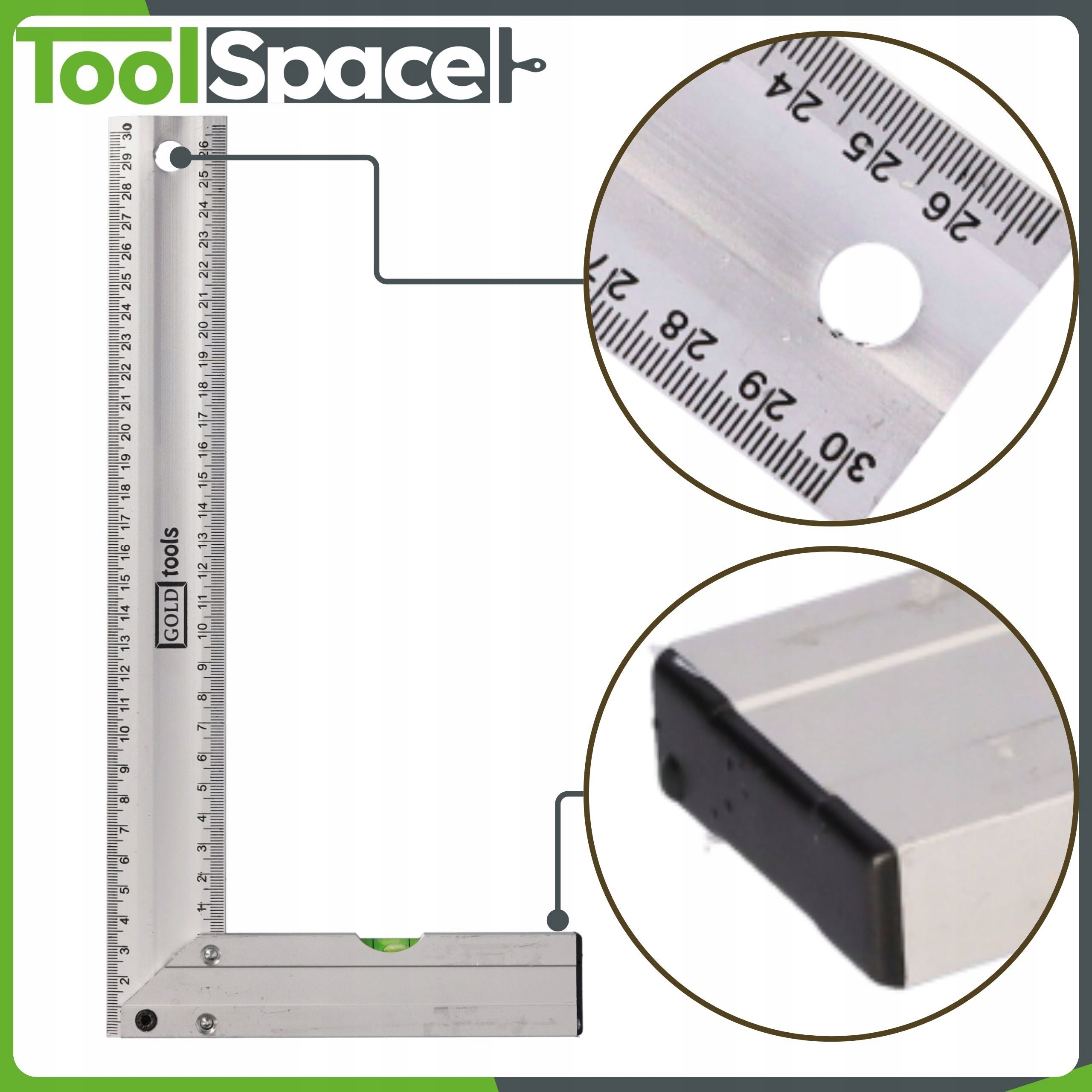 ALUMINUM CARPENTRY ANGLE WITH LEVEL PROFESSIONAL 300 mm Manufacturer code 6150