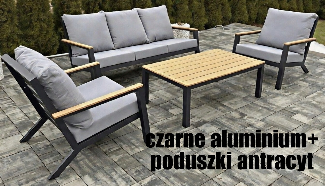 ALUMINUM GARDEN FURNITURE SET SOFA 3 PERS + 2 ARMCHAIRS TABLE TERRACE Packaging status original