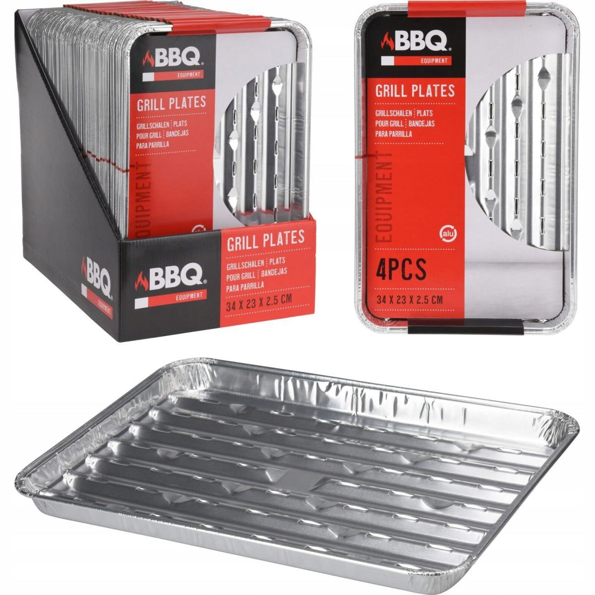 ALUMINUM GRILL TRAY 34x23cm DISPOSABLE TRAYS Set of 4 pcs BBQ GRILL EAN (GTIN) 8719202360882