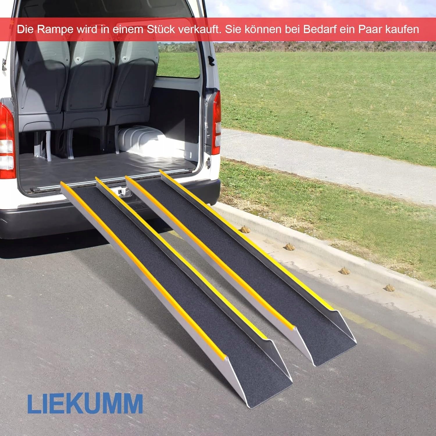 ALUMINUM LOADING RAMP STRONG OVERRUN 120cm for motorcycles up to 300kg Brand Liekumm