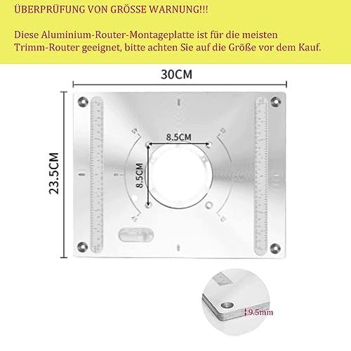 ALUMINUM PLATE FOR WOOD SPINDLE MILLING MACHINE ROUTER 300X235MM Milling machine type plunge