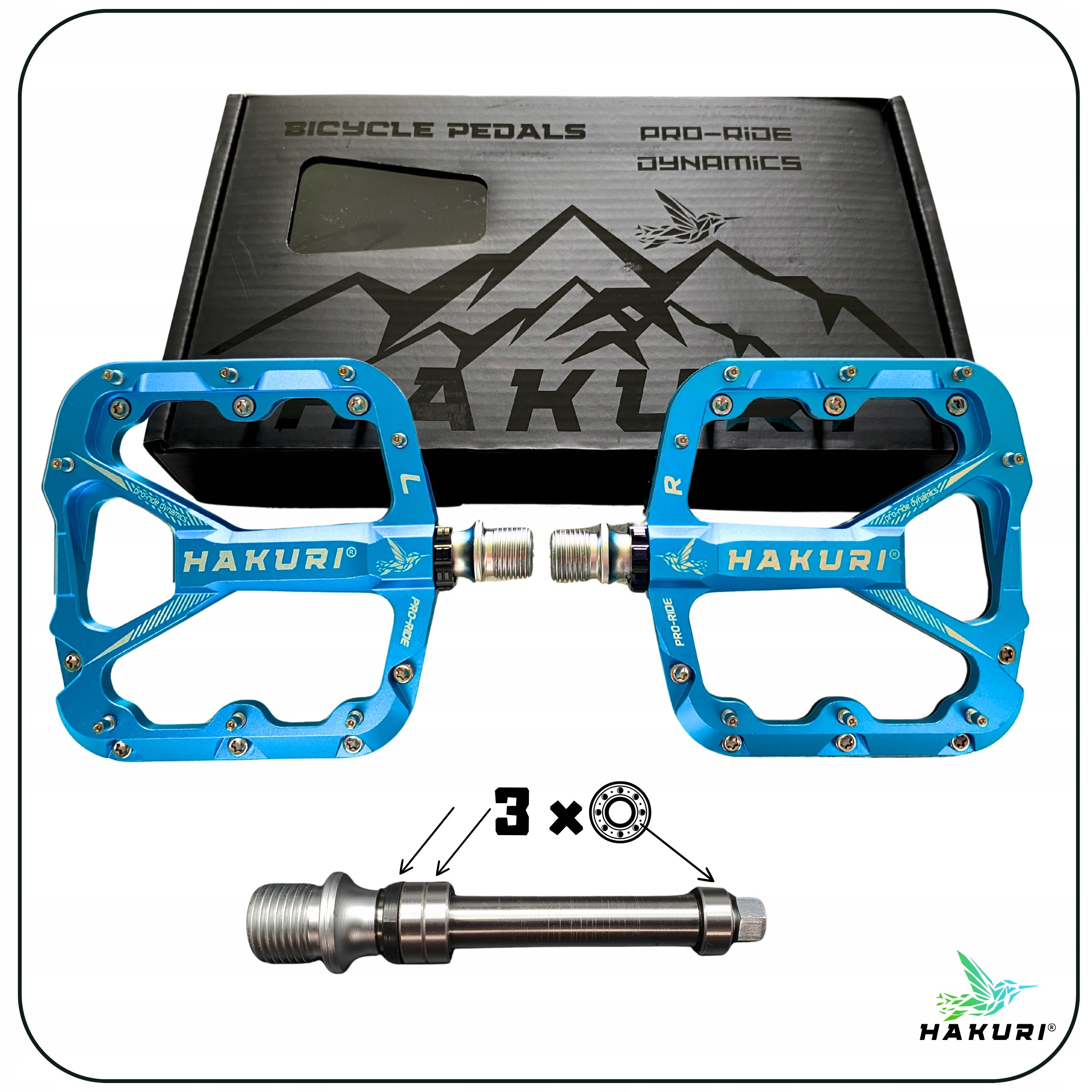 ALUMINUM PLATFORM BICYCLE PEDALS WITH PINS 3 MACHINE BEARINGS LIGHTWEIGHT Color blue