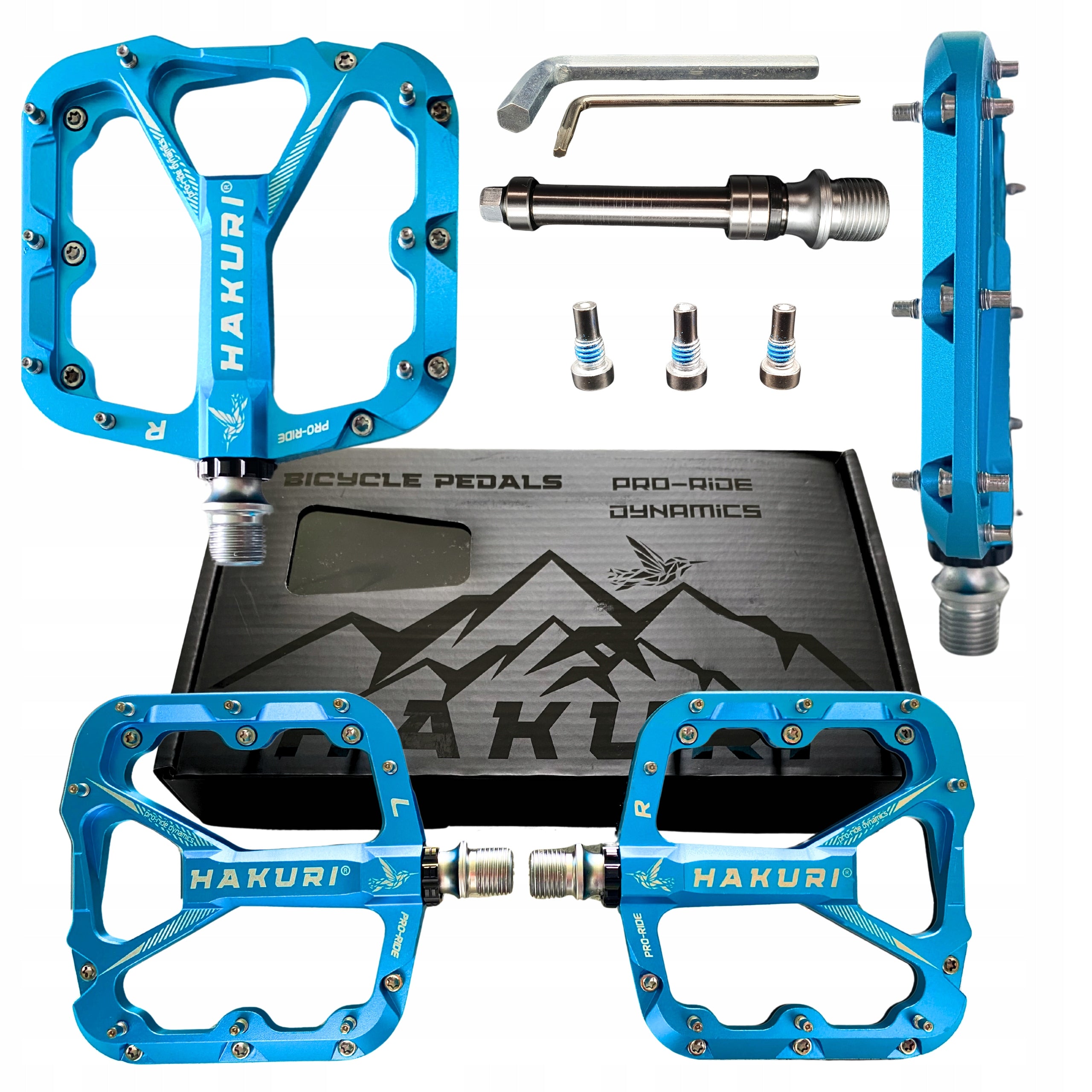 ALUMINUM PLATFORM BICYCLE PEDALS WITH PINS 3 MACHINE BEARINGS LIGHTWEIGHT