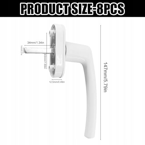 ALUMINUM WINDOW DOOR HANDLE WHITE FOR PVC DOOR SET OF 8 PCS STEEL Manufacturer code Producent niezależny