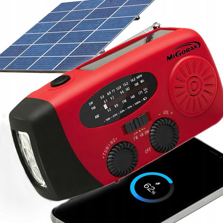 AM/FM Portable Solar Emergency Radio with 2000 mAh Battery Red Manufacturer code 27285_CZ