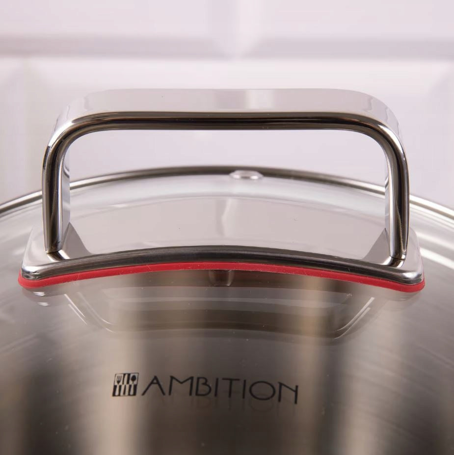 AMBITION SELECTION SET OF LID POTS 8 EL STAINLESS STEEL INDUCTION Coating type no coating