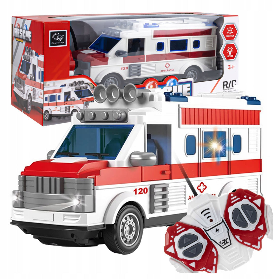 AMBULANCE FOR CHILDREN AUTO RC OPENING DOORS AMBULANCE DRIVE + REMOTE CONTROL