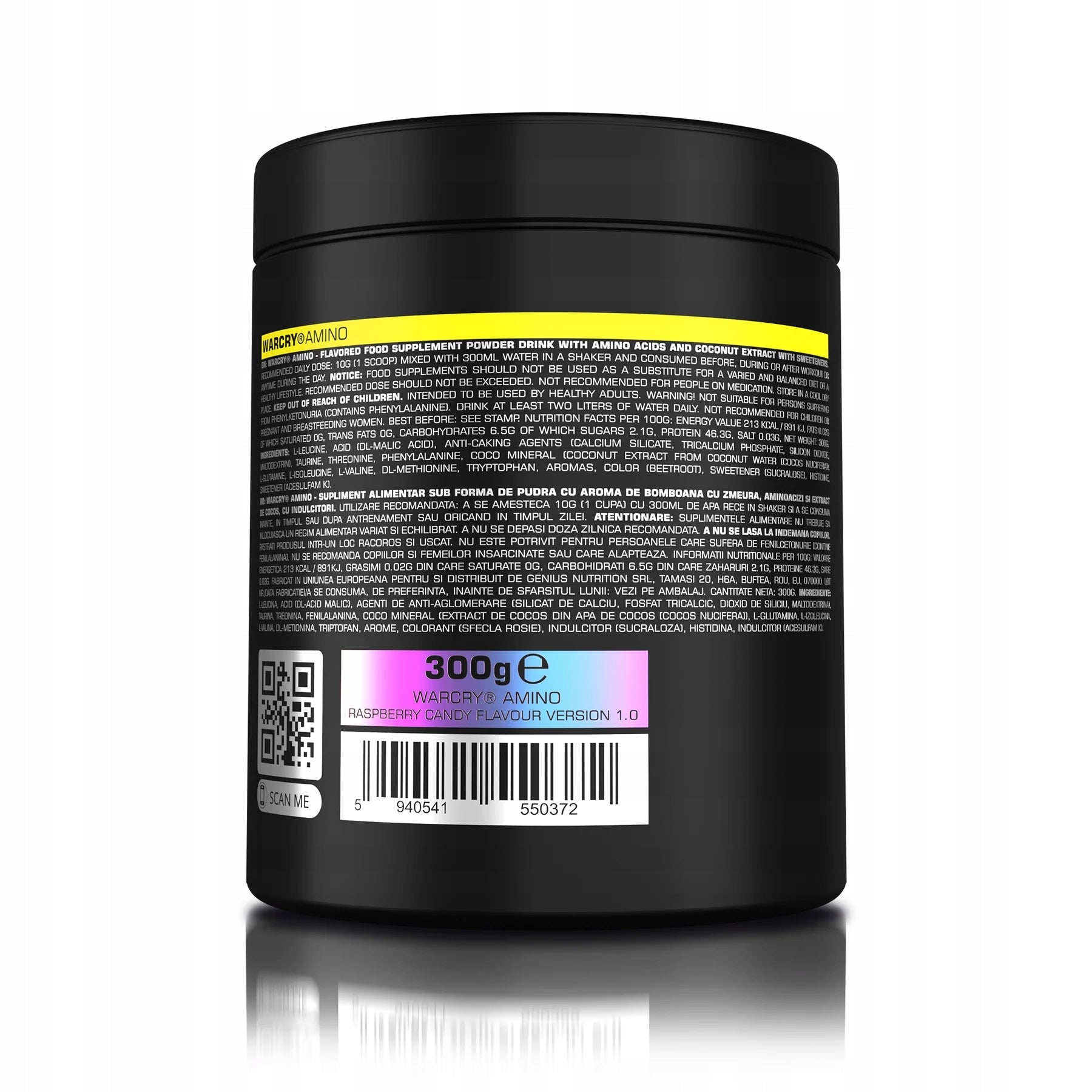 AMINO WARCRY AMINO 300g RASPBERRY GENIUS NUTRITION BCAA EAA REGENERATION Expiration date at least six months from the date of purchase