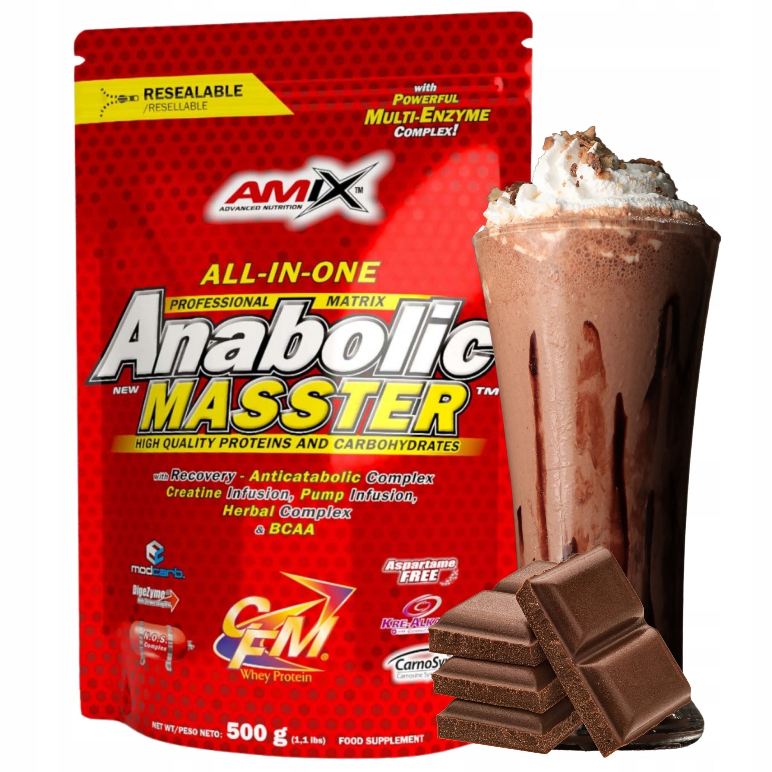 AMIX ANABOLIC MASSTER Mass Gainer CFM Protein Carbohydrates Creatine Chocolate