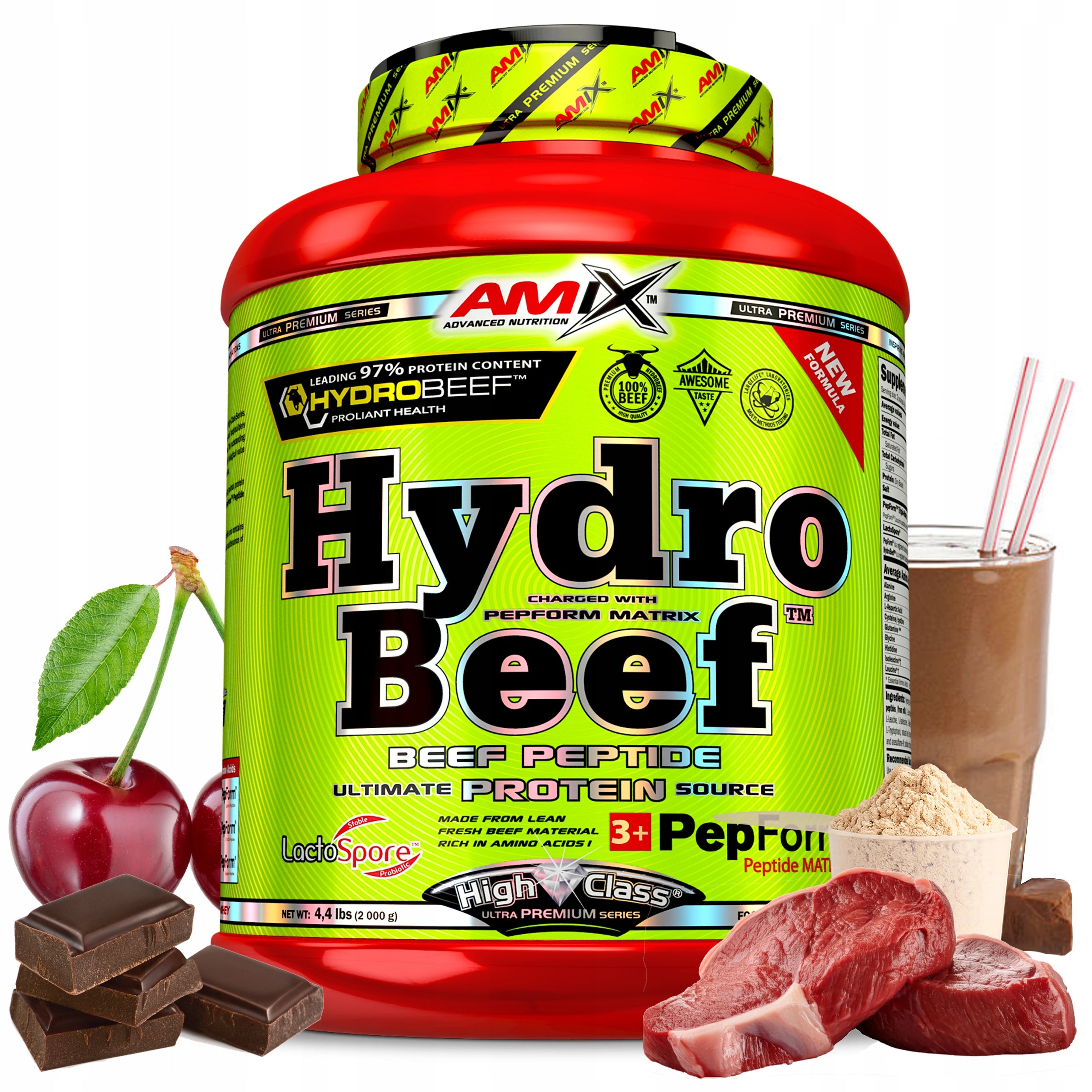 AMIX NUTRITION HYDRO BEEF 2KG Beef Protein Powder - Chocolate Cherry