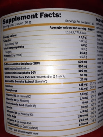 AMIX OSTEO JOINTDRINK GLUCOSAMINE CHONDROITIN MSM SALICIN TASTE:FOREST FRUIT Form powder
