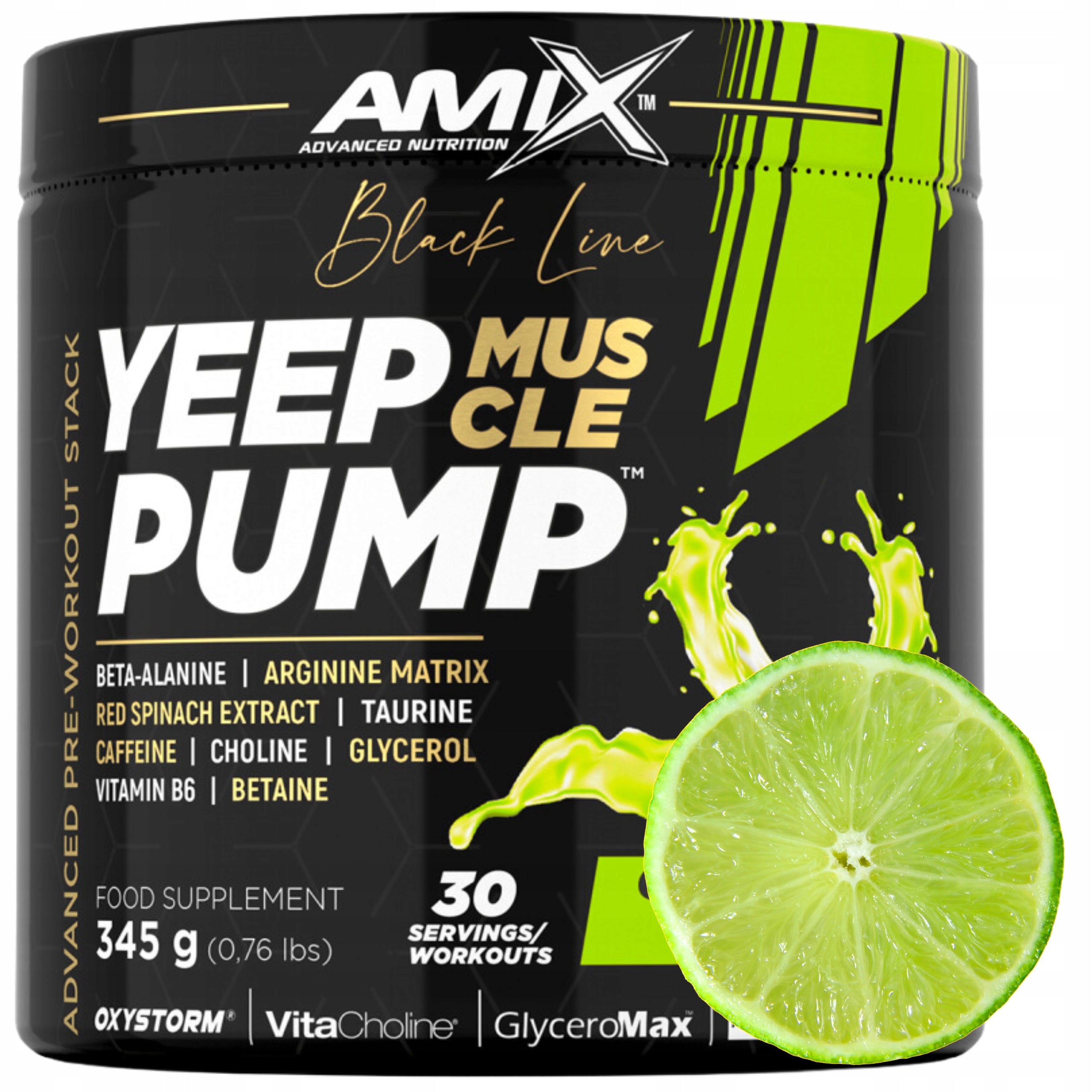 AMIX YEEP PUMP Muscle Pump Caffeine Stimulation Strength Lime
