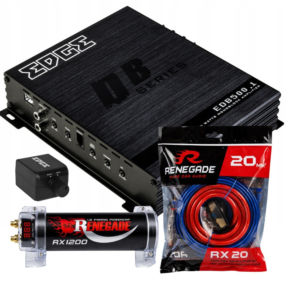 AMPLIFIER 500W RMS EDB500.1 + RX20KIT 20mm2 CABLES + RX1200 CAPACITOR