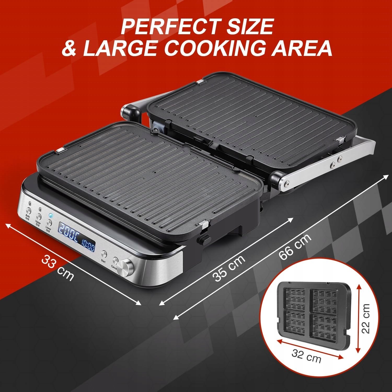 AMZCHEF 4-in-1 PANINI GRILL Waffle&Sandwich Power rating 2000 W