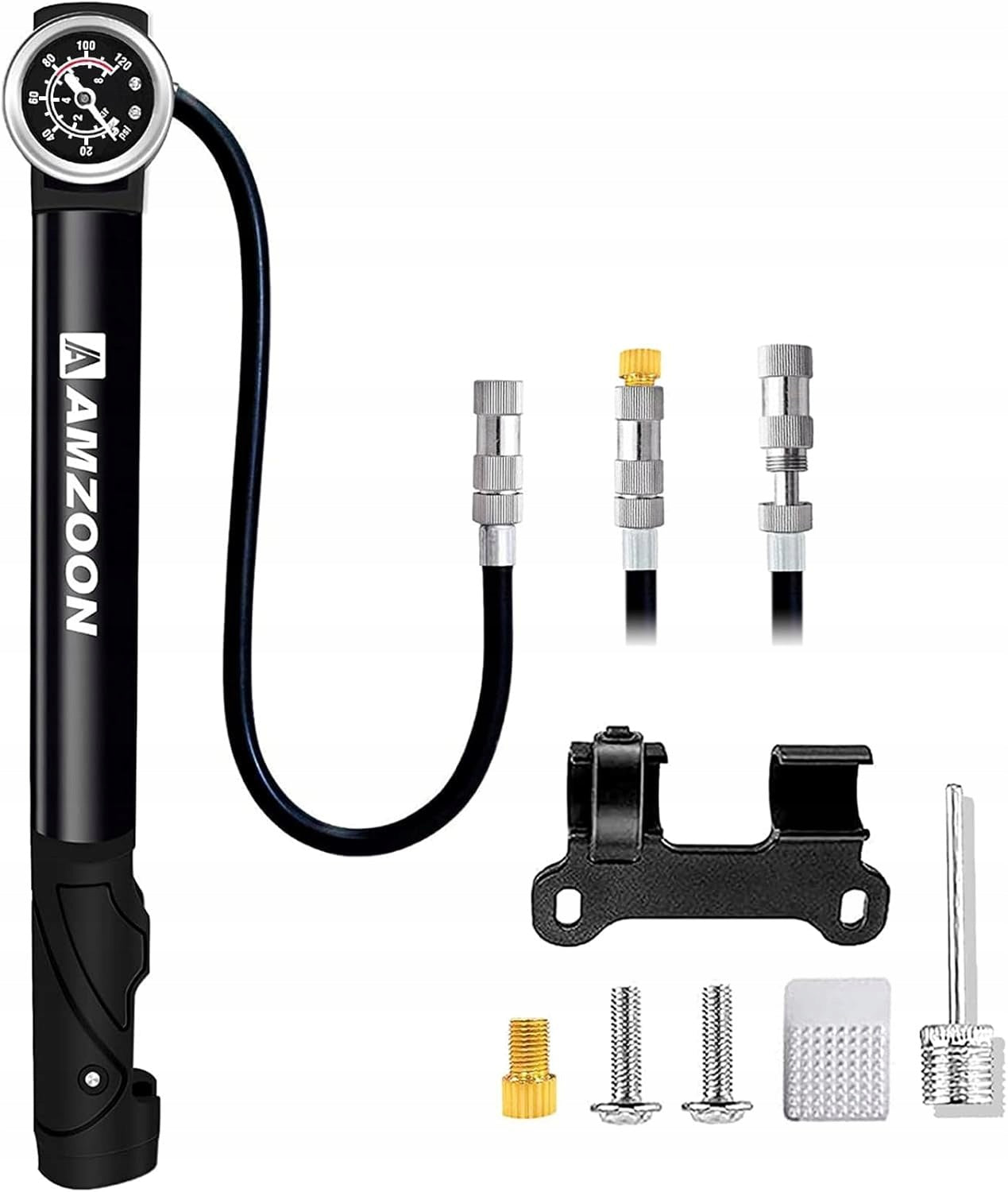 AMZOON Mini Bicycle Pump with Pressure Gauge 120 PSI Presta Schrader