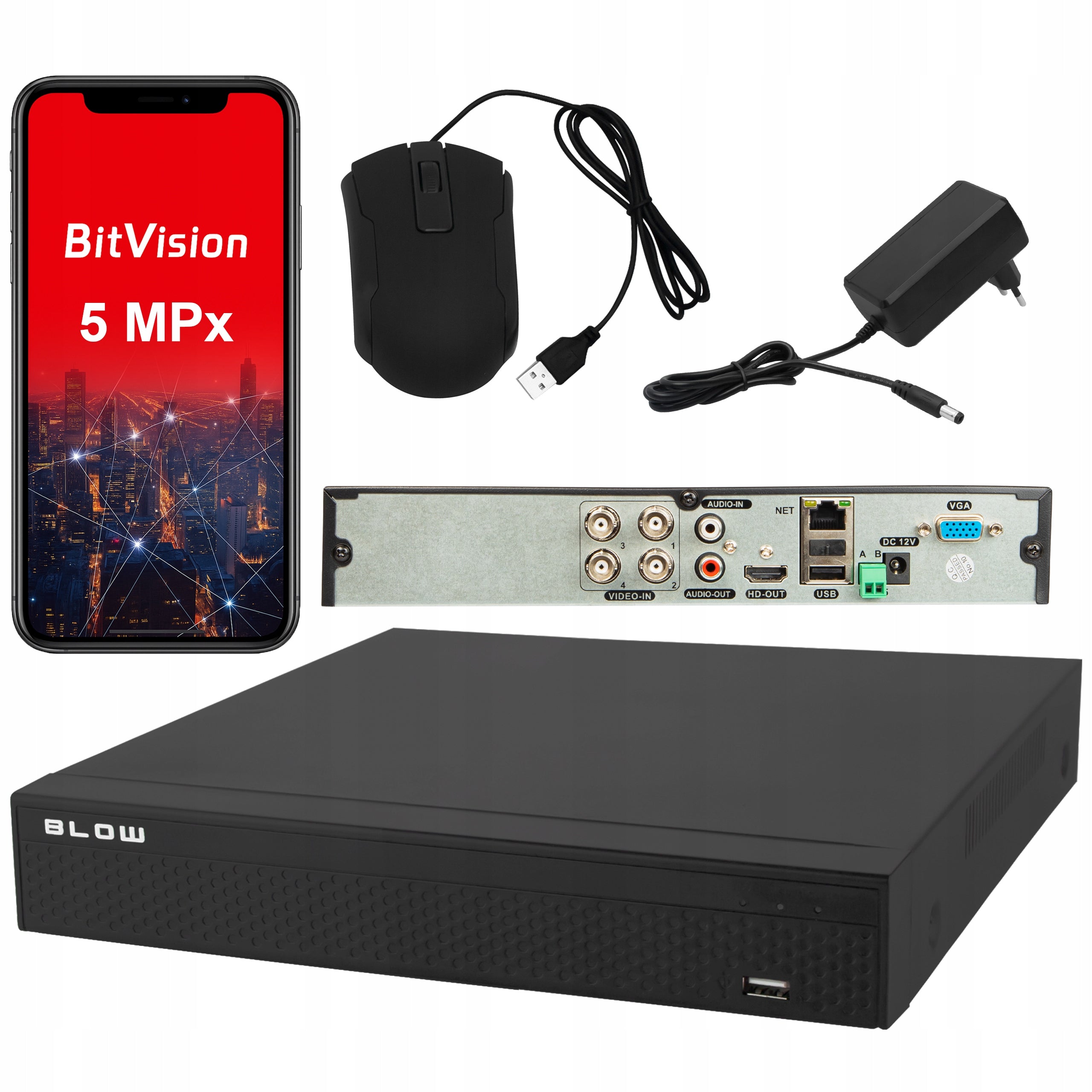 ANALOG MINITORING RECORDER FOR 4 HYBRID CAMERAS 5in1 XVR BNC AHD 5MP