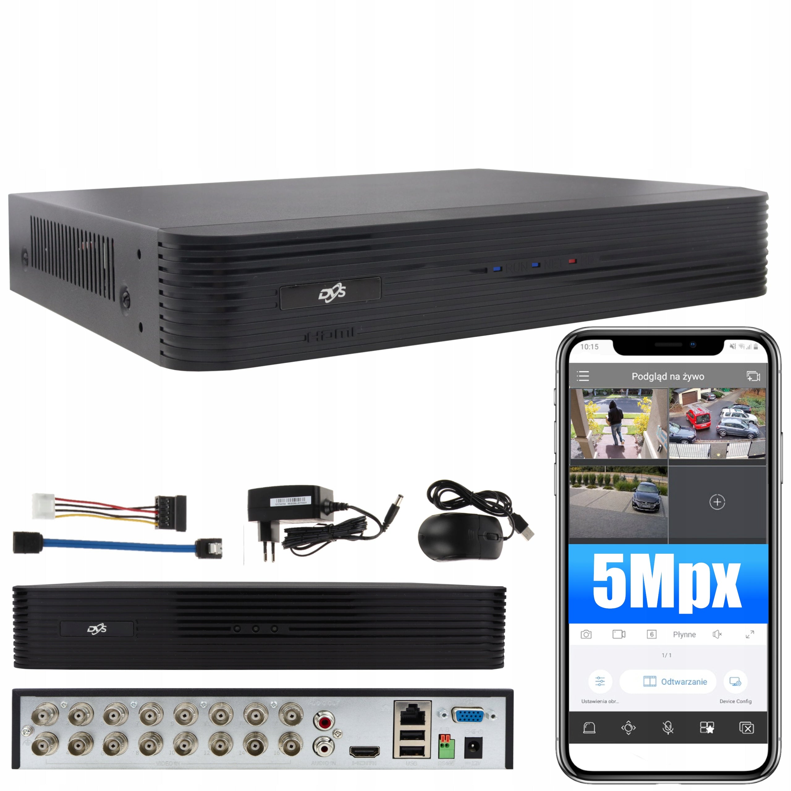 ANALOG RECORDER FOR MONITORING 16 CHANNELS 5MPx DVS REMOTE PREVIEW DVS