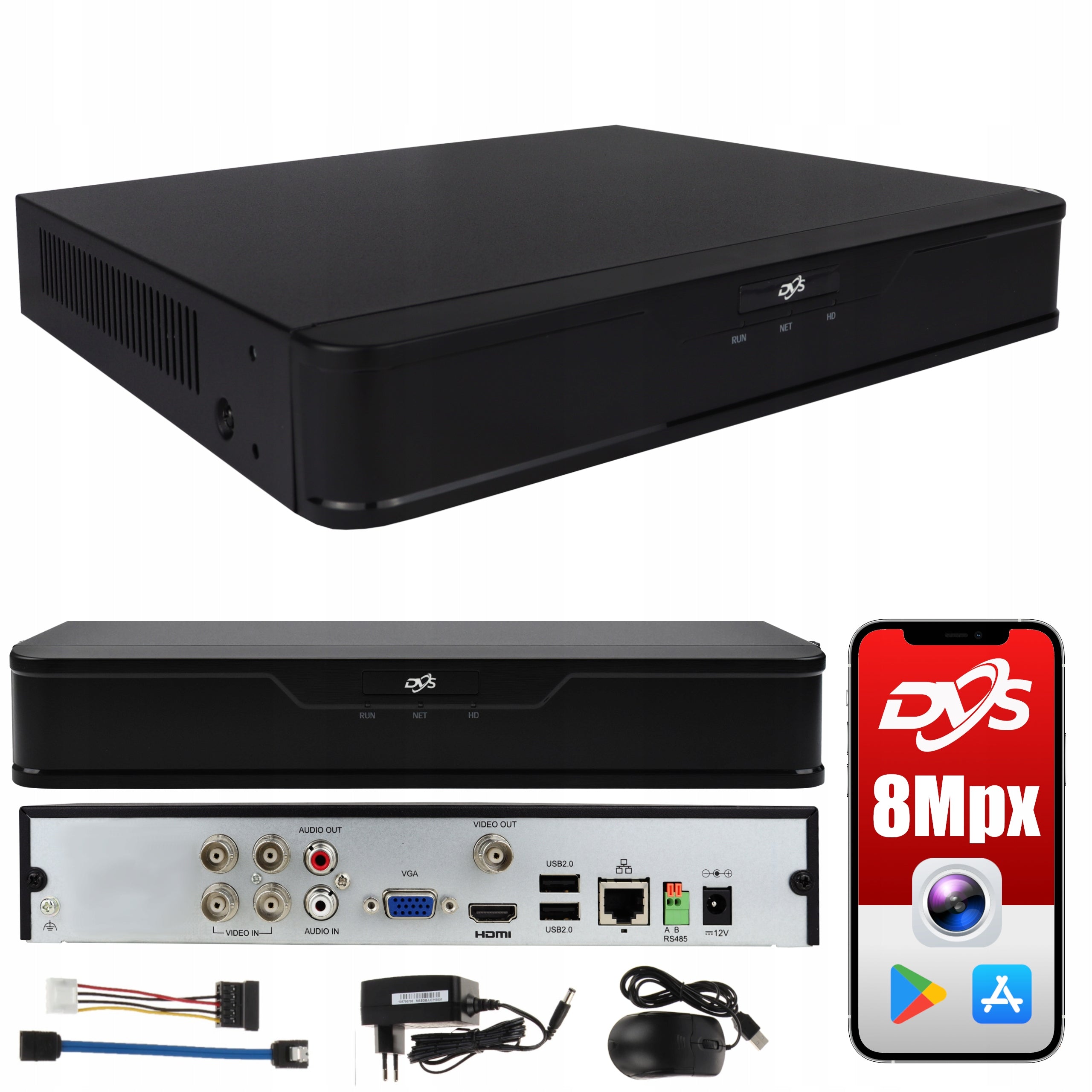 ANALOG RECORDER FOR MONITORING 4 CHANNELS 8MPx DVS REMOTE PREVIEW DVS