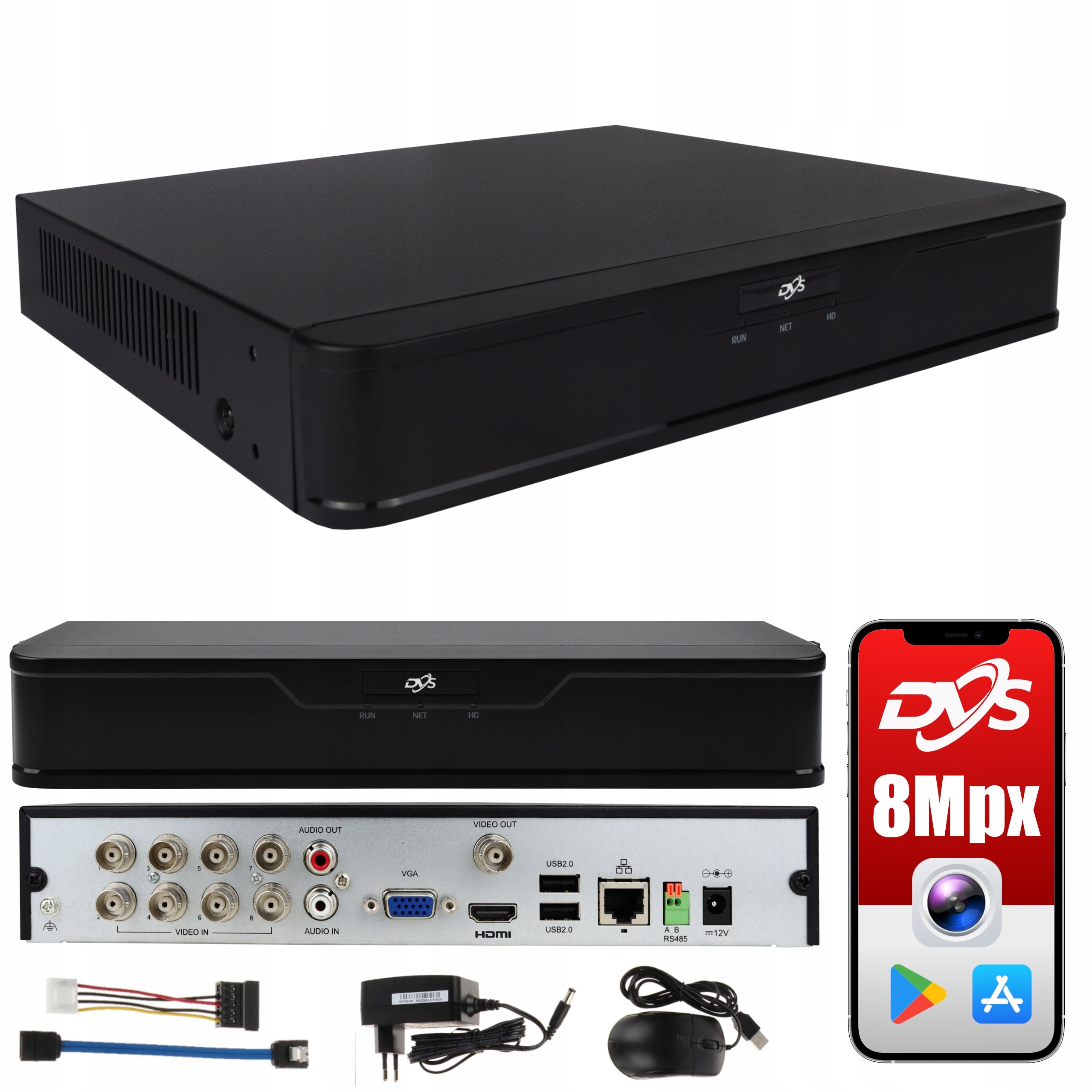 ANALOG RECORDER FOR MONITORING 8 CHANNELS 8MPx DVS REMOTE PREVIEW DVS