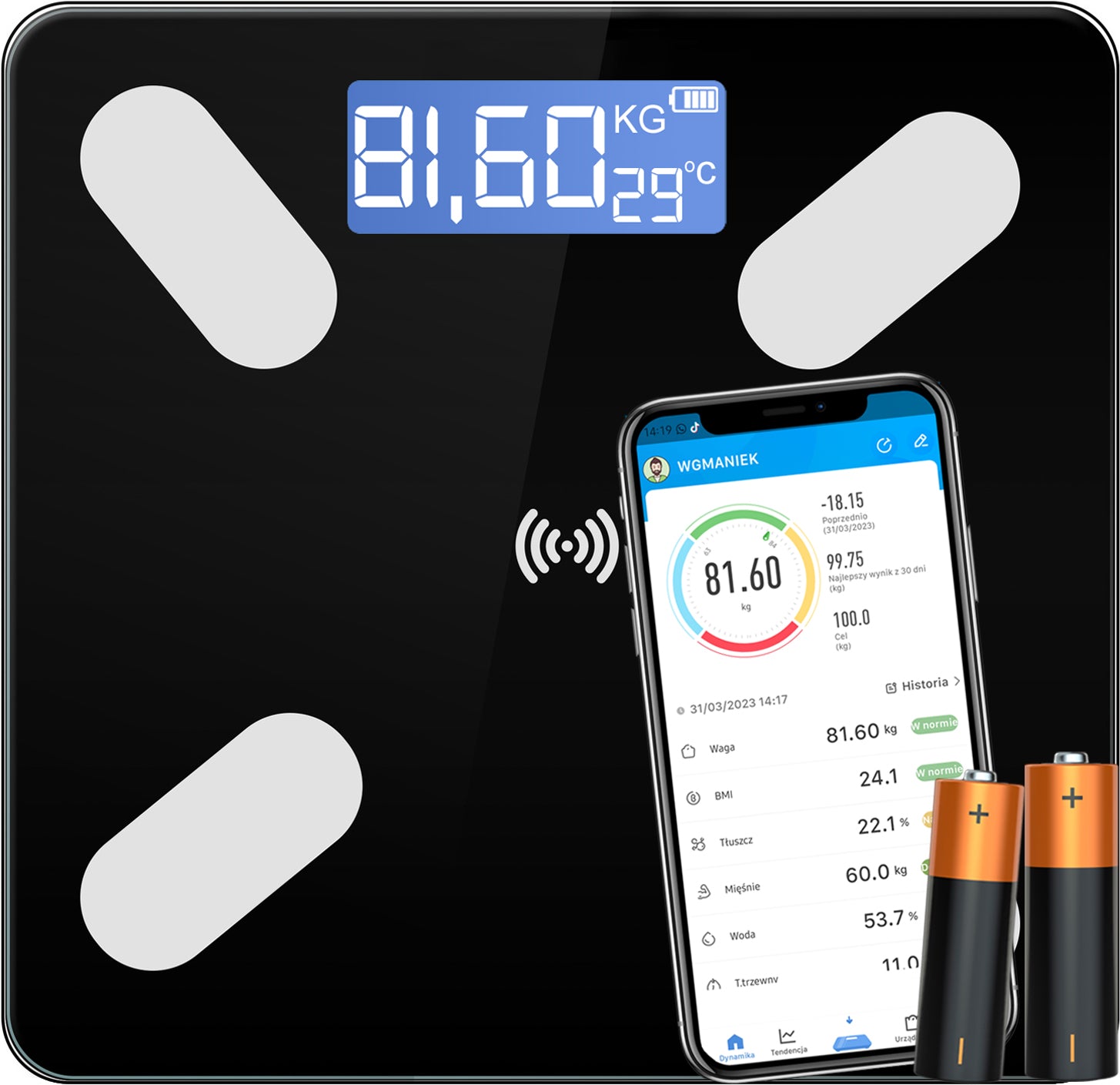 ANALYTICAL BATHROOM SCALE Maxero Smart Electronic 180 kg Bluetooth Packaging status original