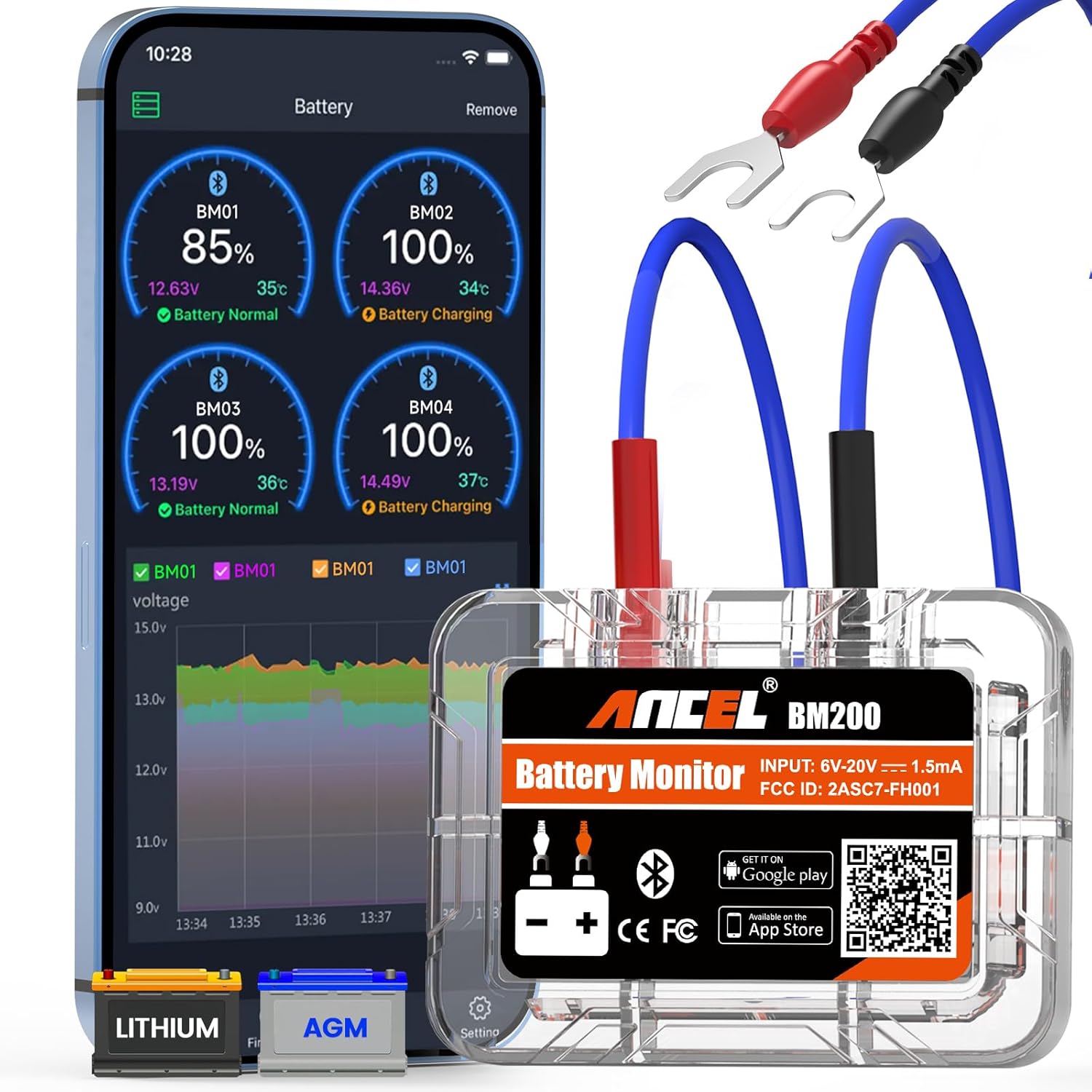 ANCEL BM200 Battery Tester 12V Battery Monitor Bluetooth Polish GPS locator