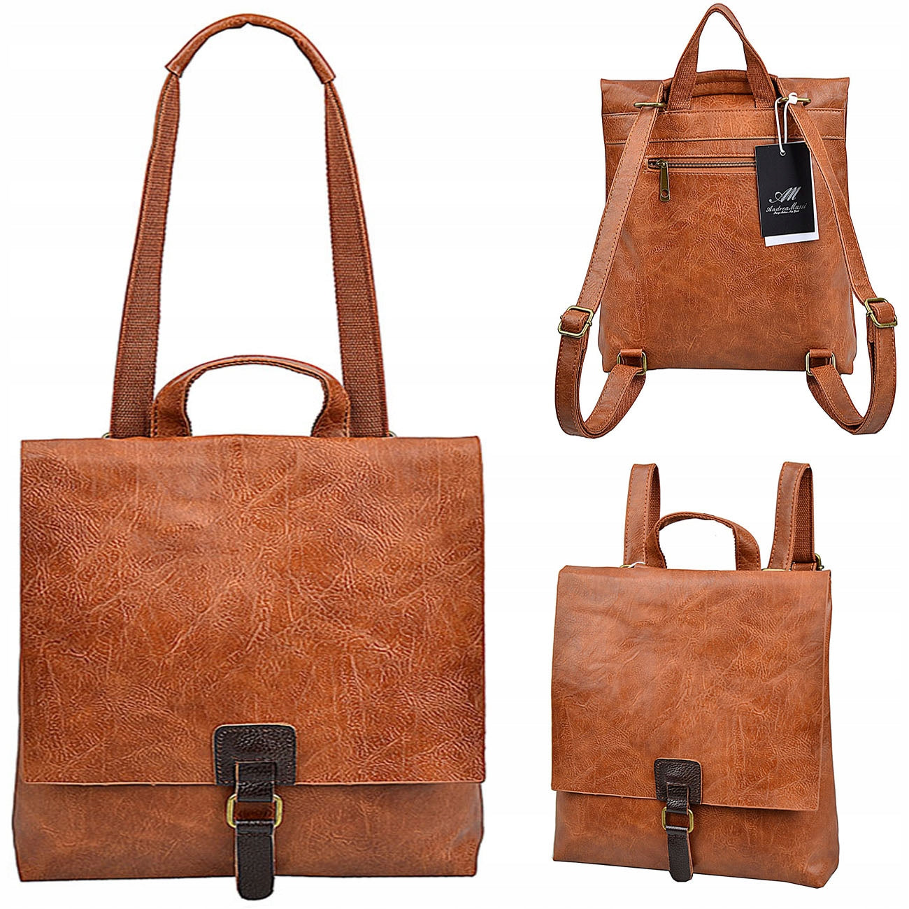 ANDREA MASSI Backpack Women's Bag ECO LEATHER A4 brown