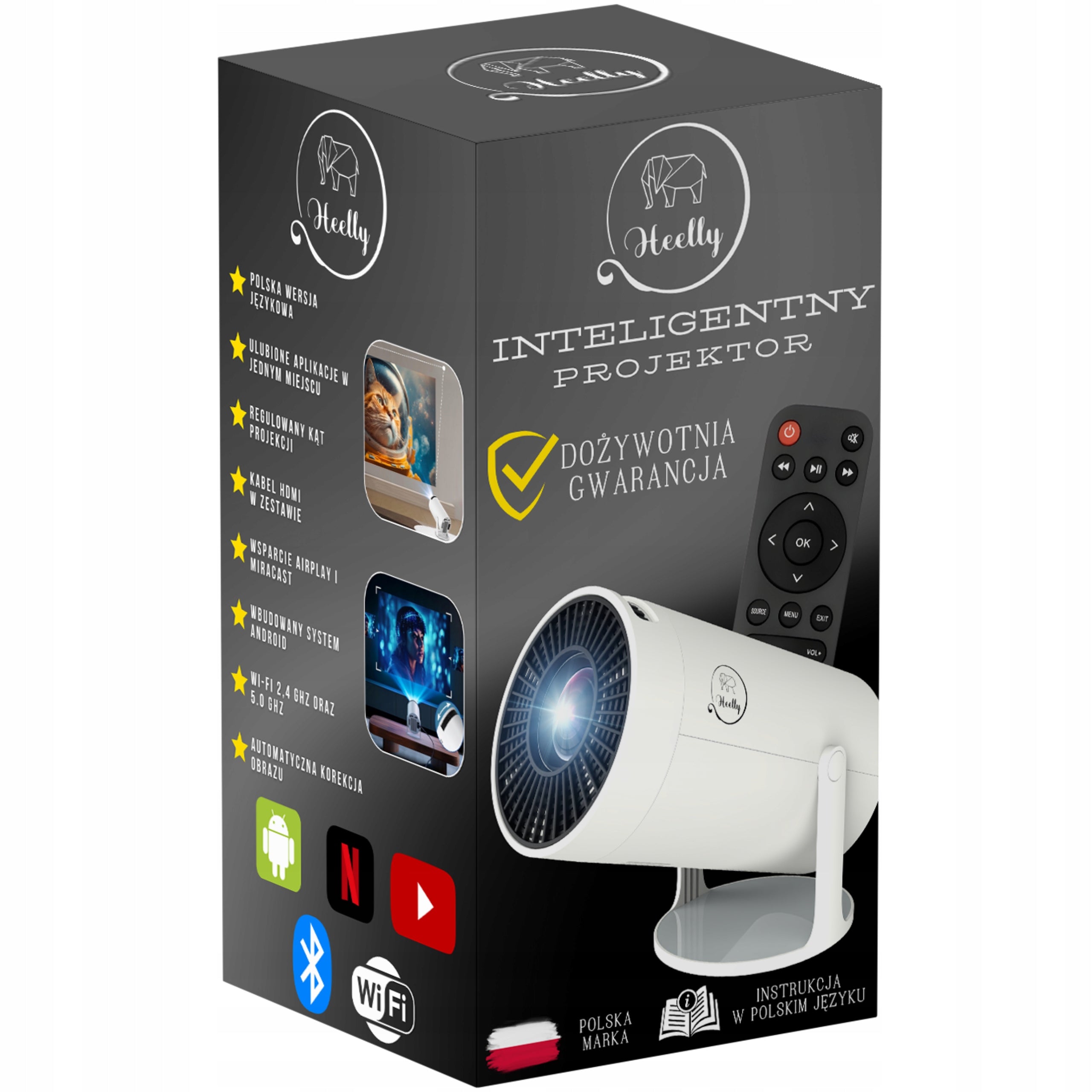 ANDROID PROJECTOR 4K MINI PORTABLE PROJECTOR WIFI SMART TV ROTATING LED FHD Packaging status original