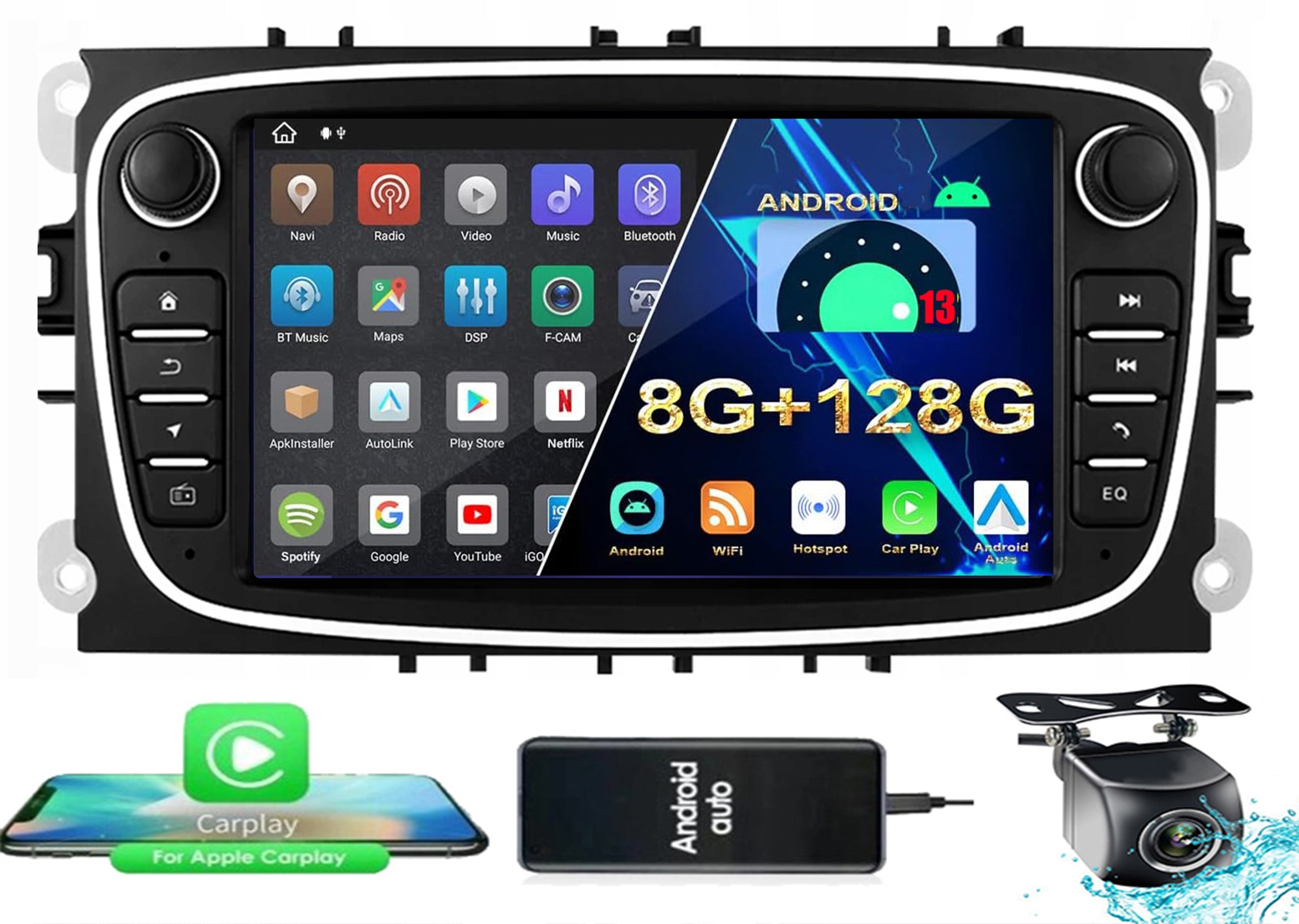 ANDROID RADIO NAVIGATION FOR FORD CONNECT FOCUS S-MAX GALAXY MK4 128GB