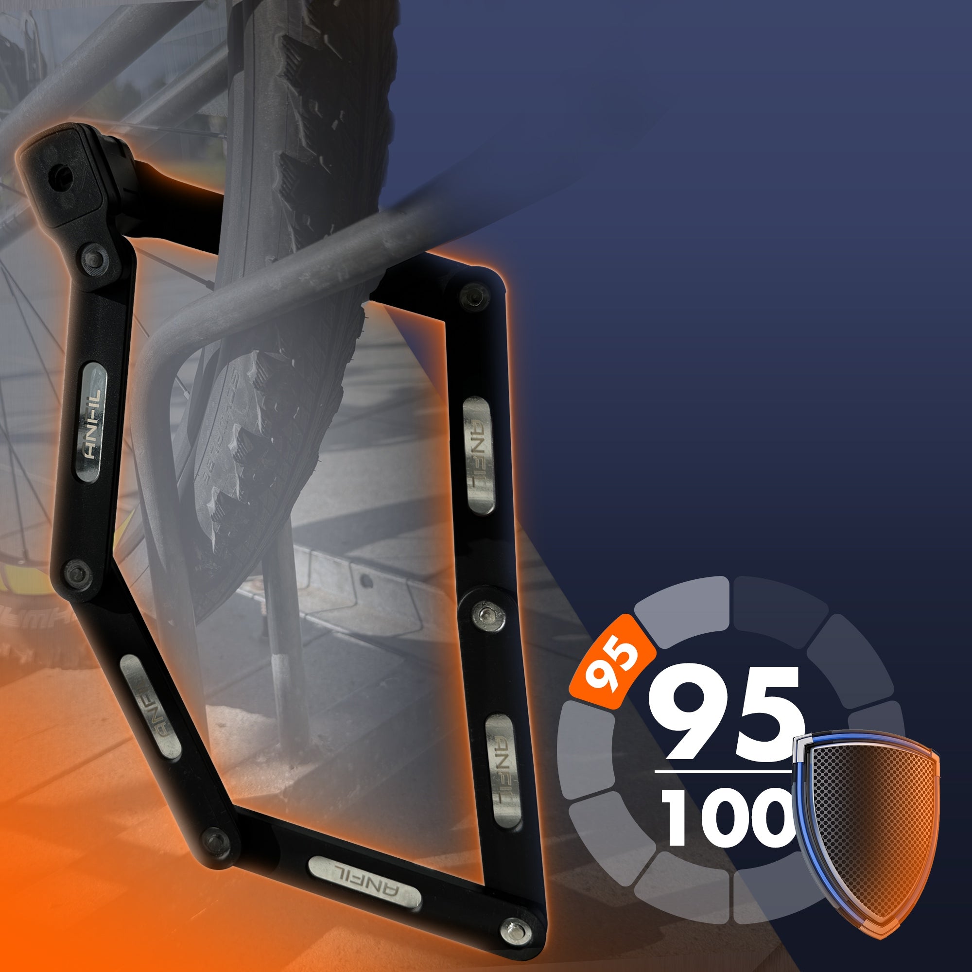 ANFIL Folding Bike Lock–High-security carbon steel lock with mount & 3 keys Color black