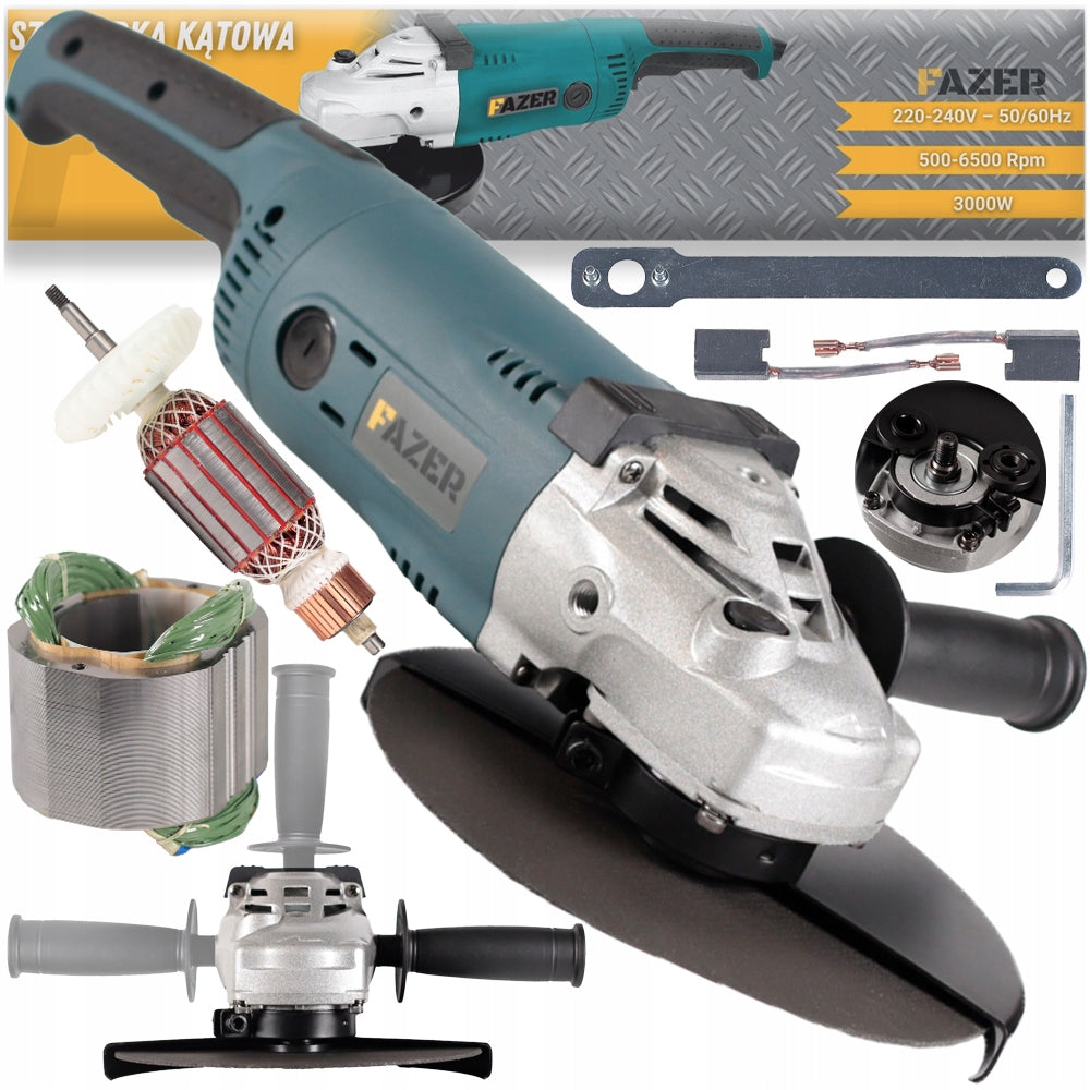 ANGLE GRINDER 230MM DIAX FREE START FOR CONCRETE STEEL STRONG + SET