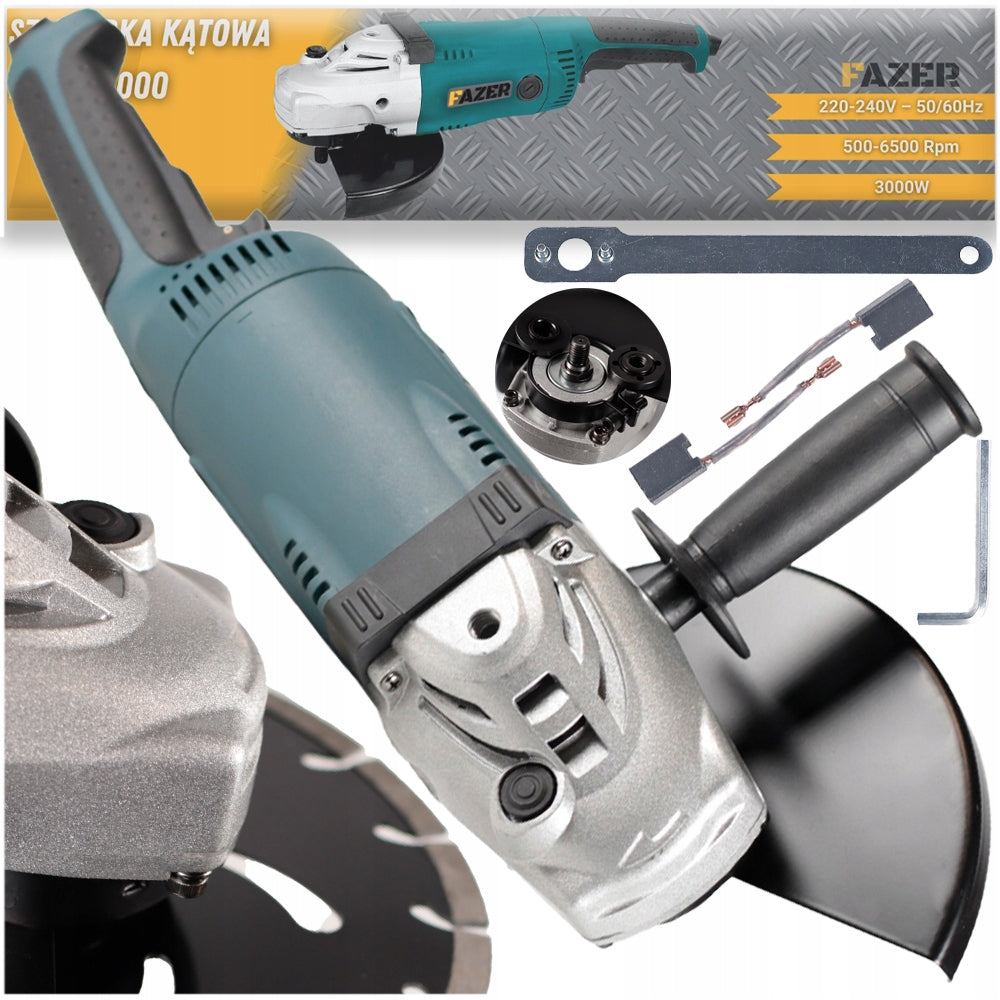 ANGLE GRINDER 230mm LARGE FREE START SOFT ANGLE 3000W STRONG + SET