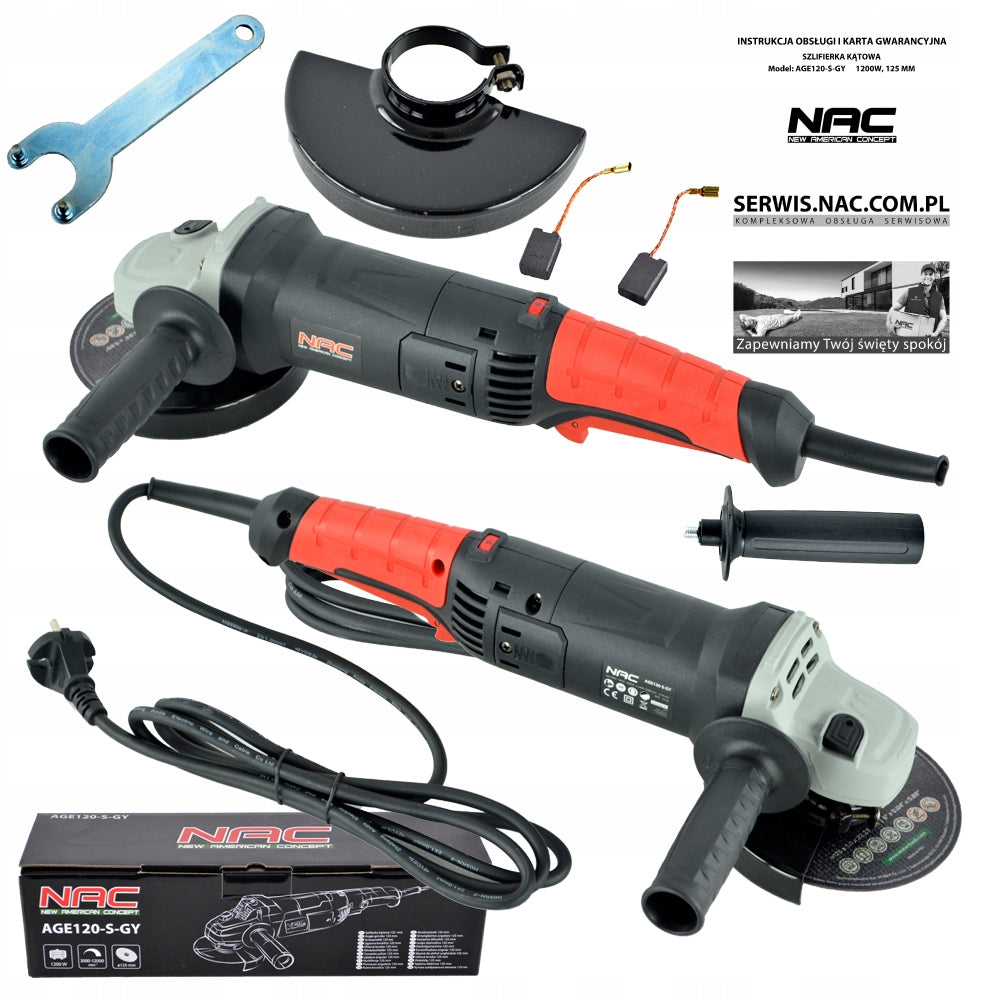 ANGLE GRINDER NAC POWER 1200 IN DISC 125 MM SMOOTH ROTATION ADJUSTMENT