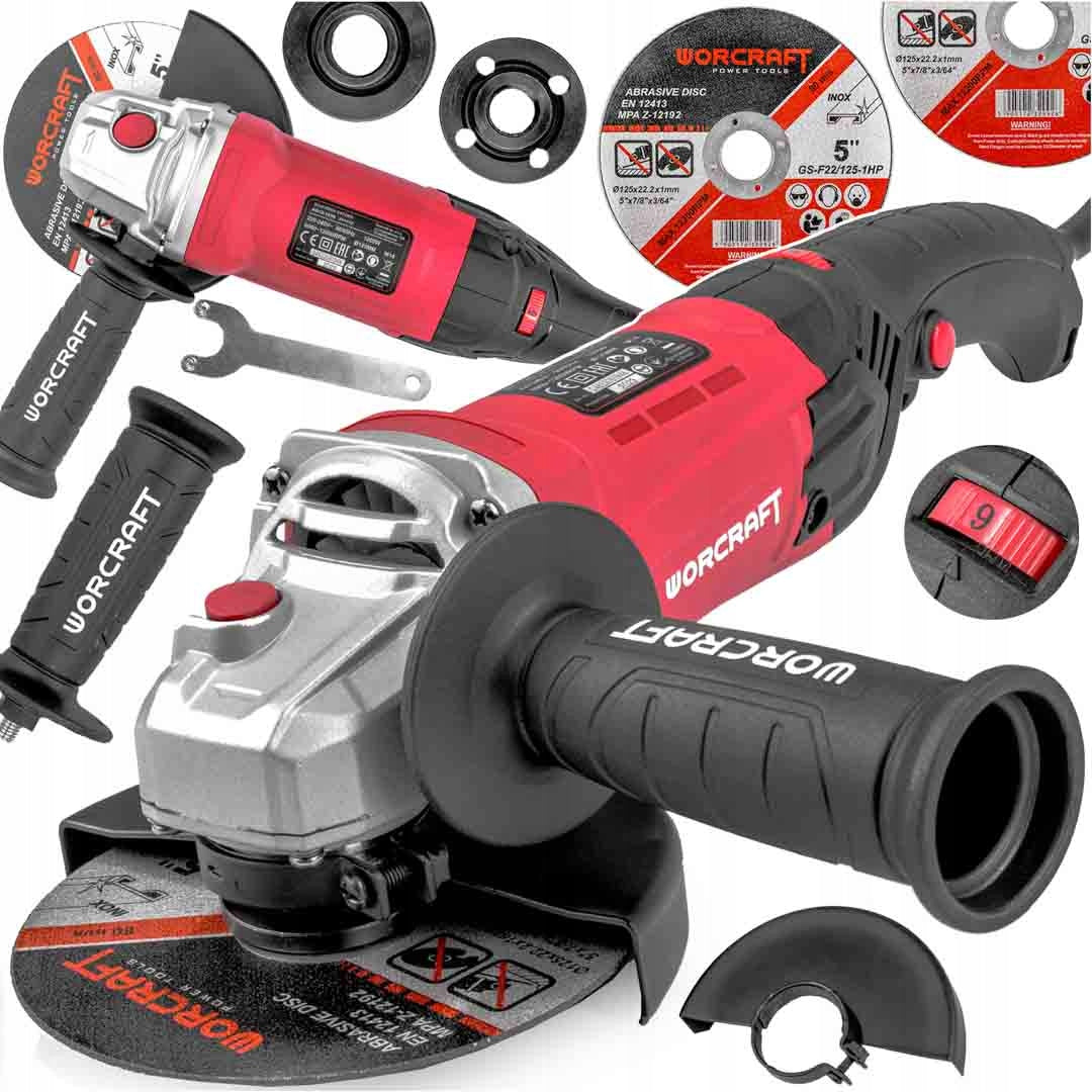 ANGLE GRINDER WORCRAFT AG12-125S STRONG 125mm Rotation adjustment +DISCS