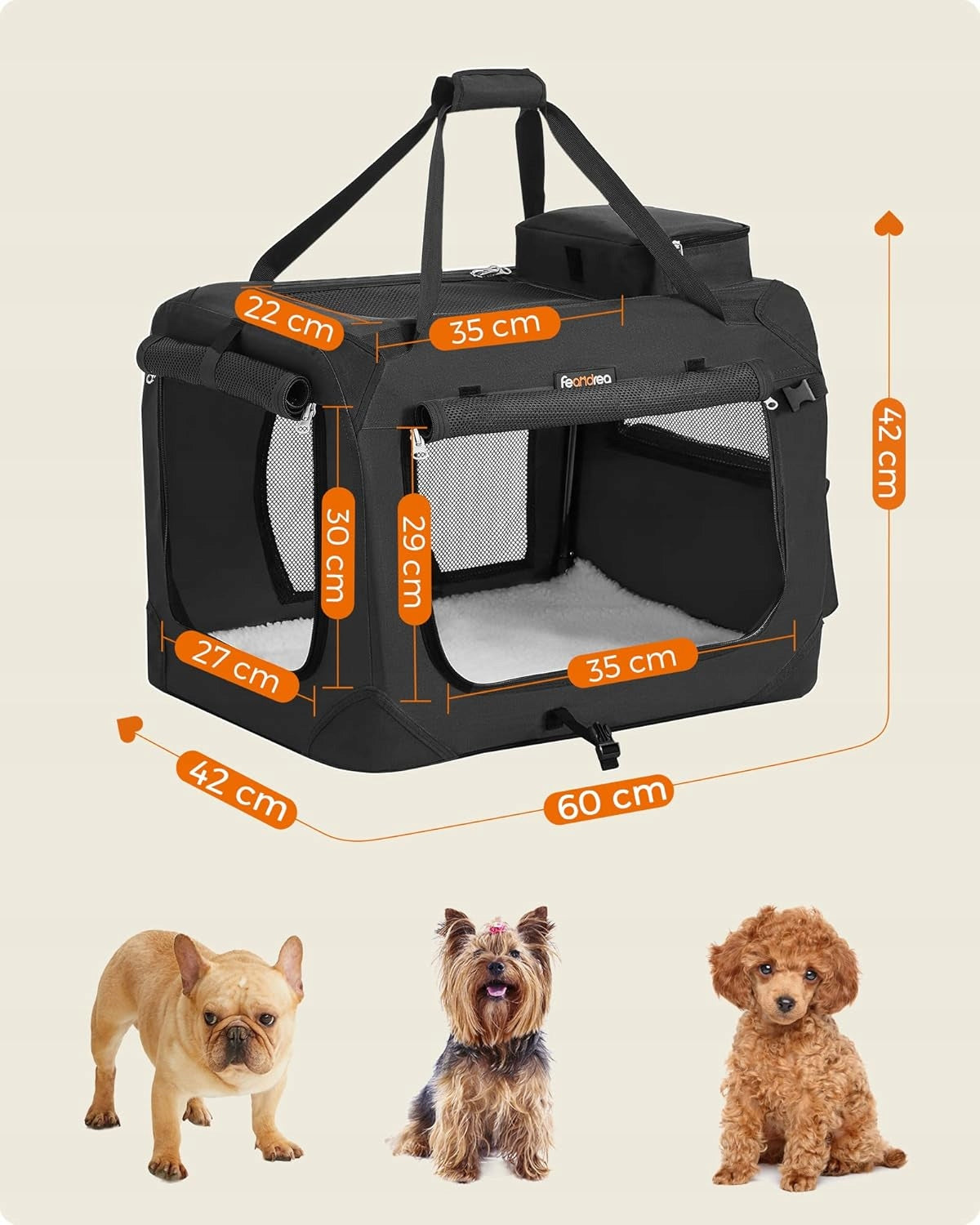 ANIMAL CAT DOG TRANSPORTER LARGE MATERIAL 60x42x42cm BLACK Brand Feandrea