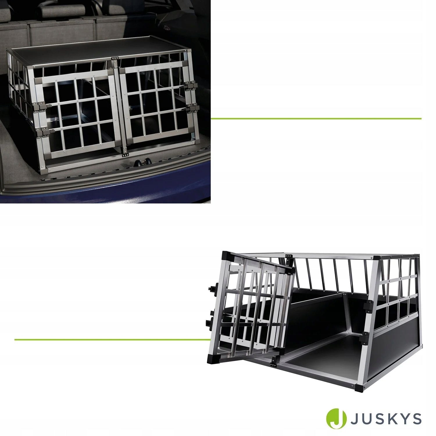ANIMAL DOG TRANSPORTER ALUMINUM TRAVEL CAGE FOR CAR L-XL Brand Juskys