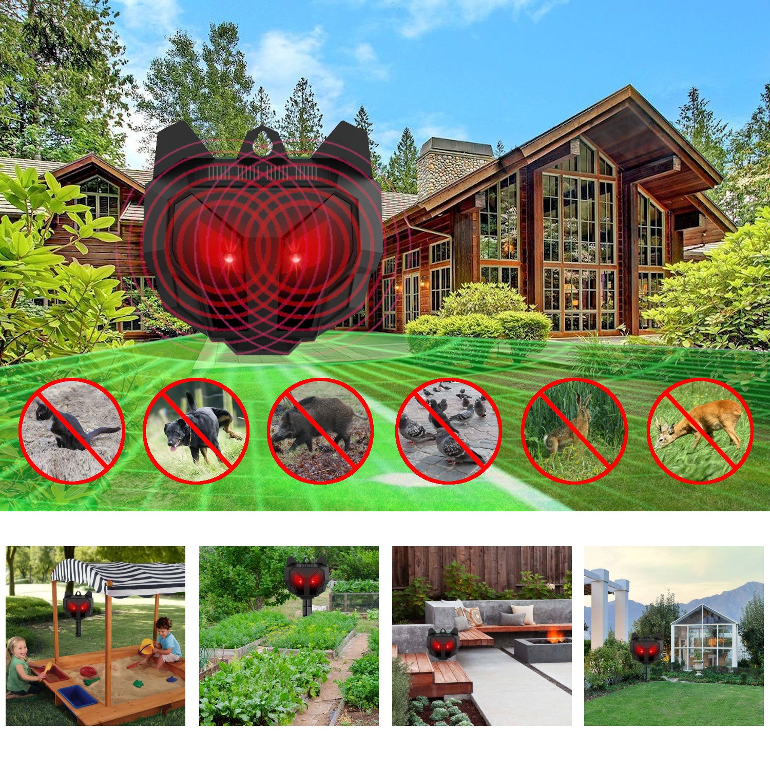 ANIMAL REPELLENT CAT DEER BIRDS WILD MICE 7IN1 STRONG LIGHT Kind repellent