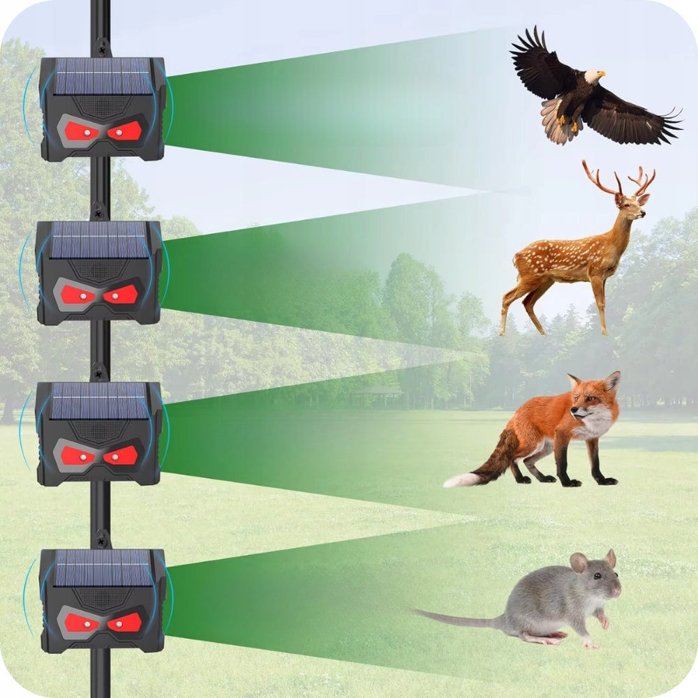 ANIMAL REPELLENT SOLAR WATERPROOF FOR MARTEN FOXES WILD DEER BIRDS Use Against rodents cats martens mice dogs birds rats wild animals