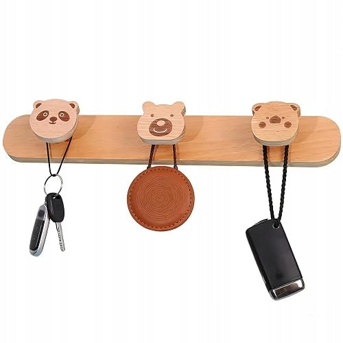 ANIMAL WALL HANGER WOODEN SELF ADHESIVE 3 HOOKS FOR KIDS