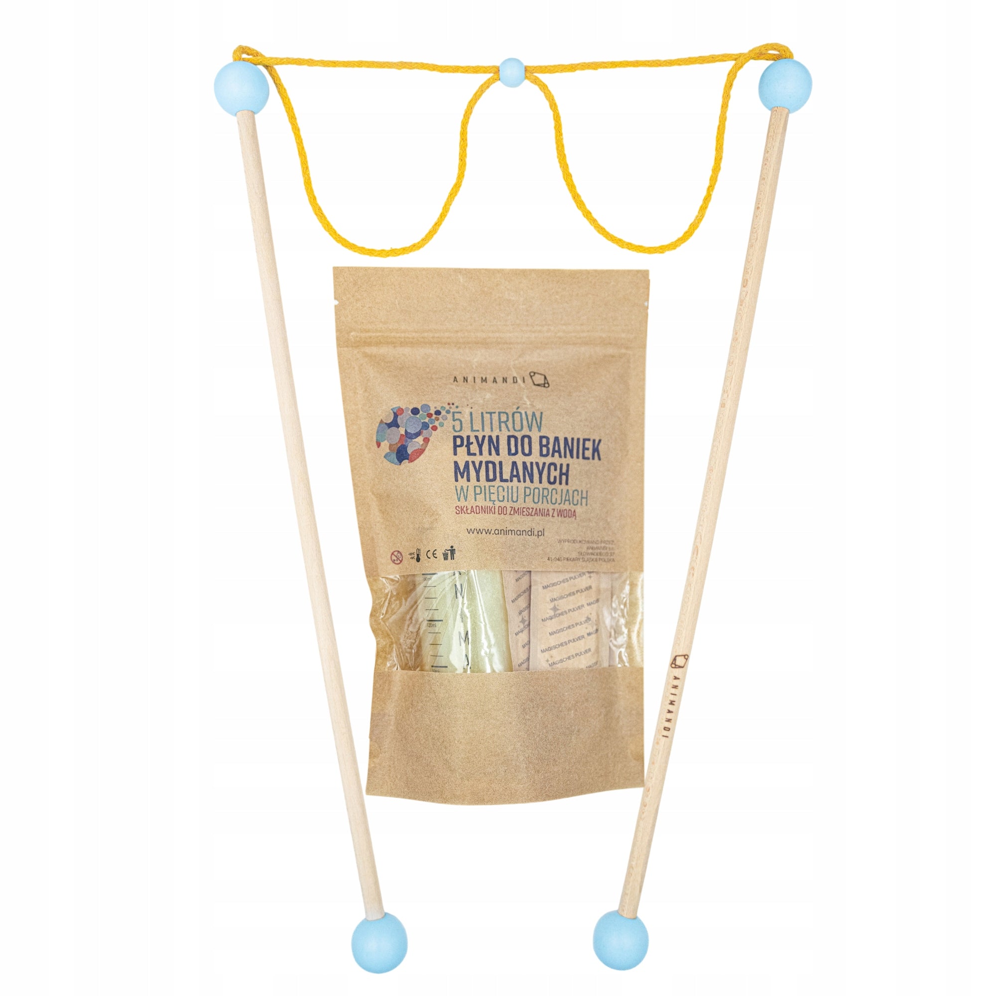 ANIMANDI Soap bubbles set wooden sticks PREMIUM + liquid 5L